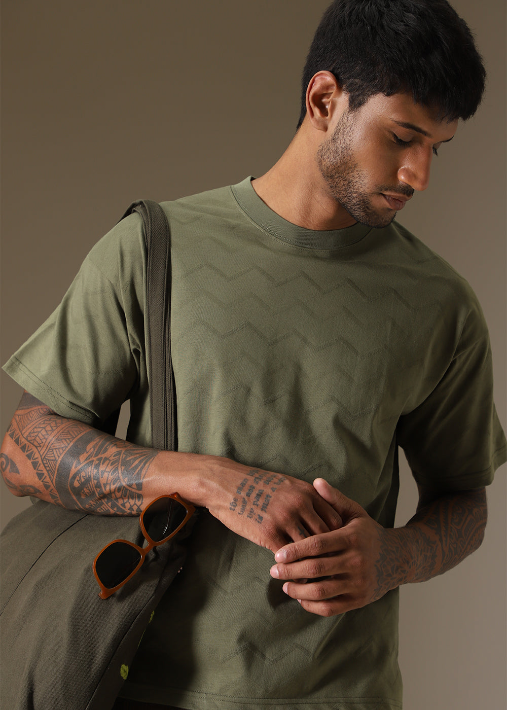 Olive Drop Shoulder Oversized T-shirt