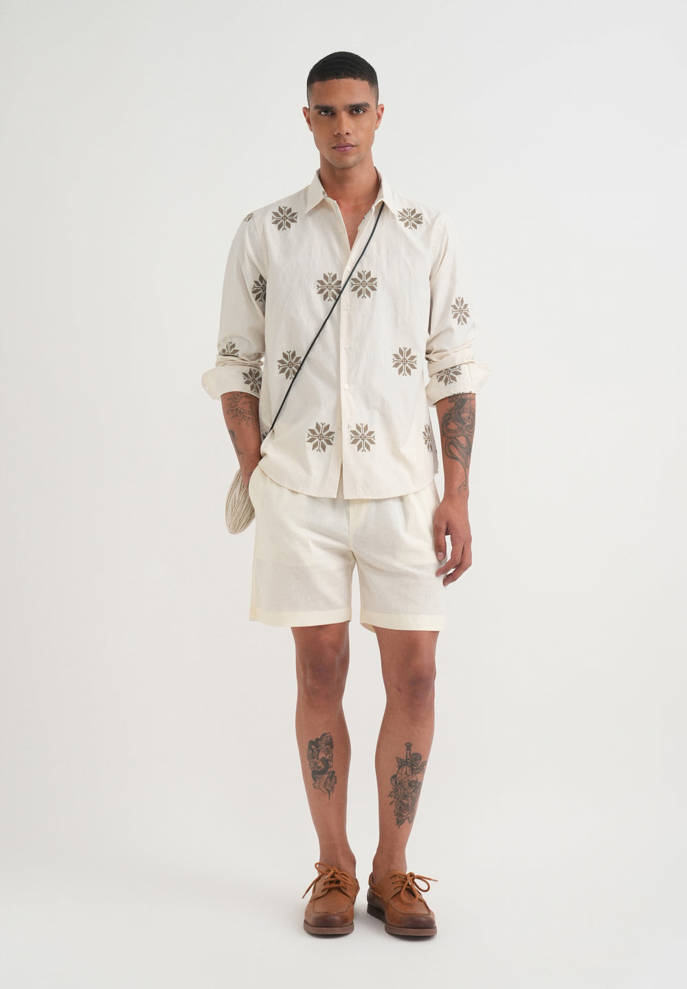 Olive Geometric Printed Jacquard Shirt