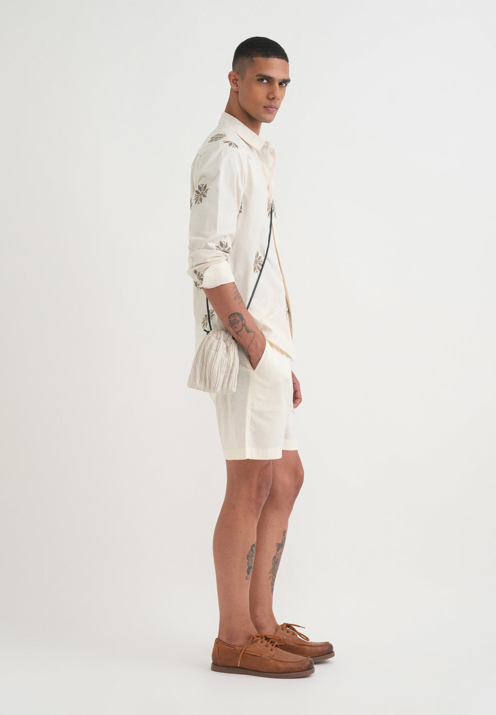 Olive Geometric Printed Jacquard Shirt