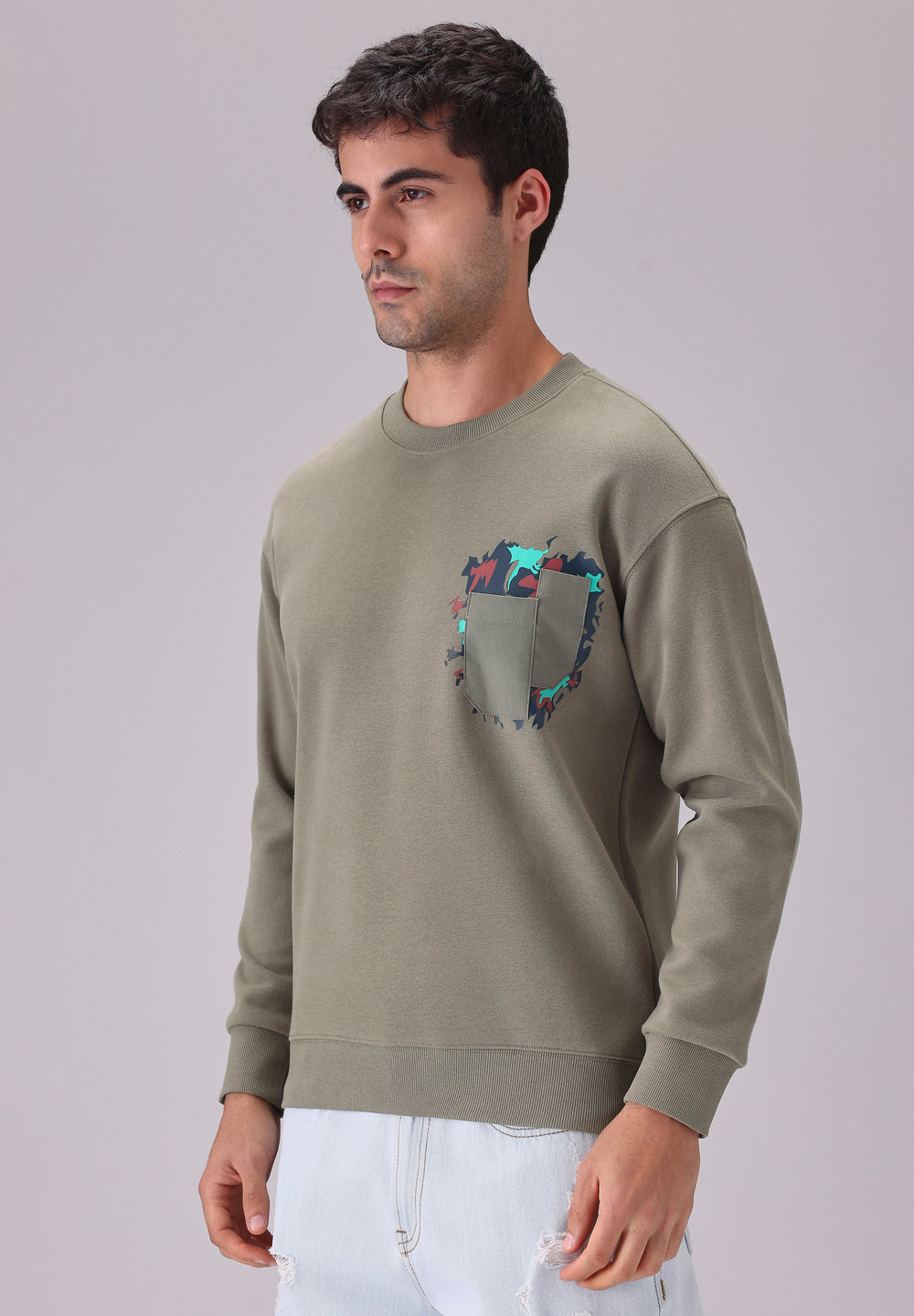 Olive Graphic Pocket Sweatshirt