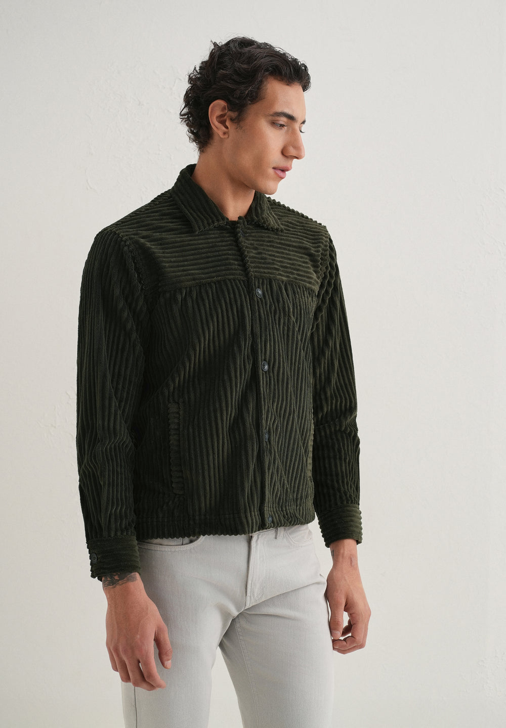 Olive Green Corduroy Shacket