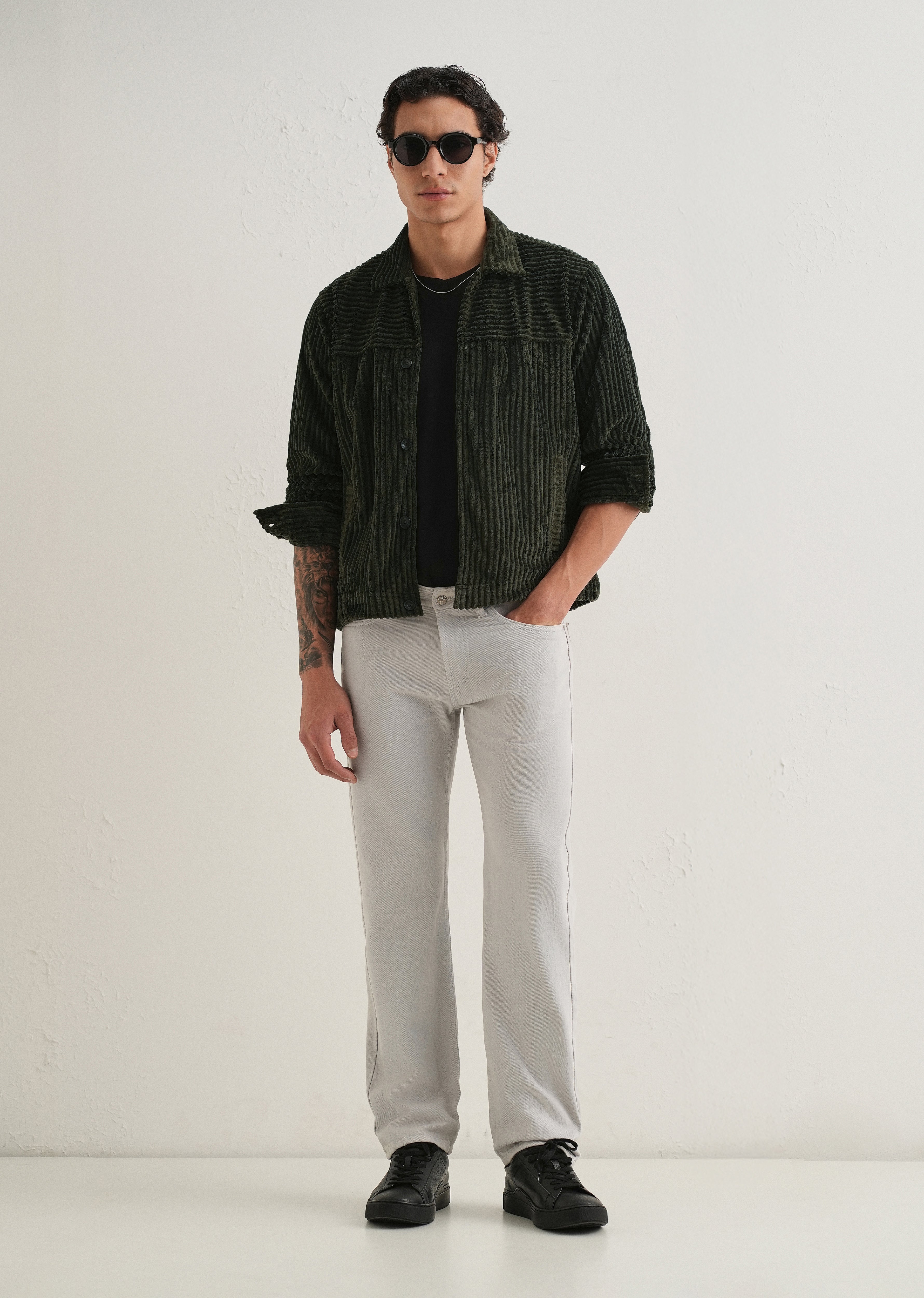 Olive Green Corduroy Shacket