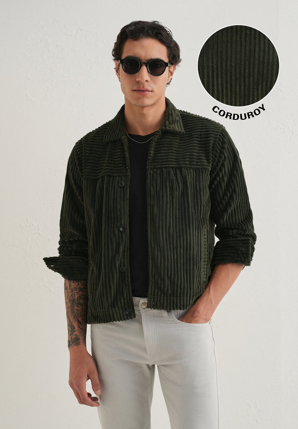 Olive Green Corduroy Shacket