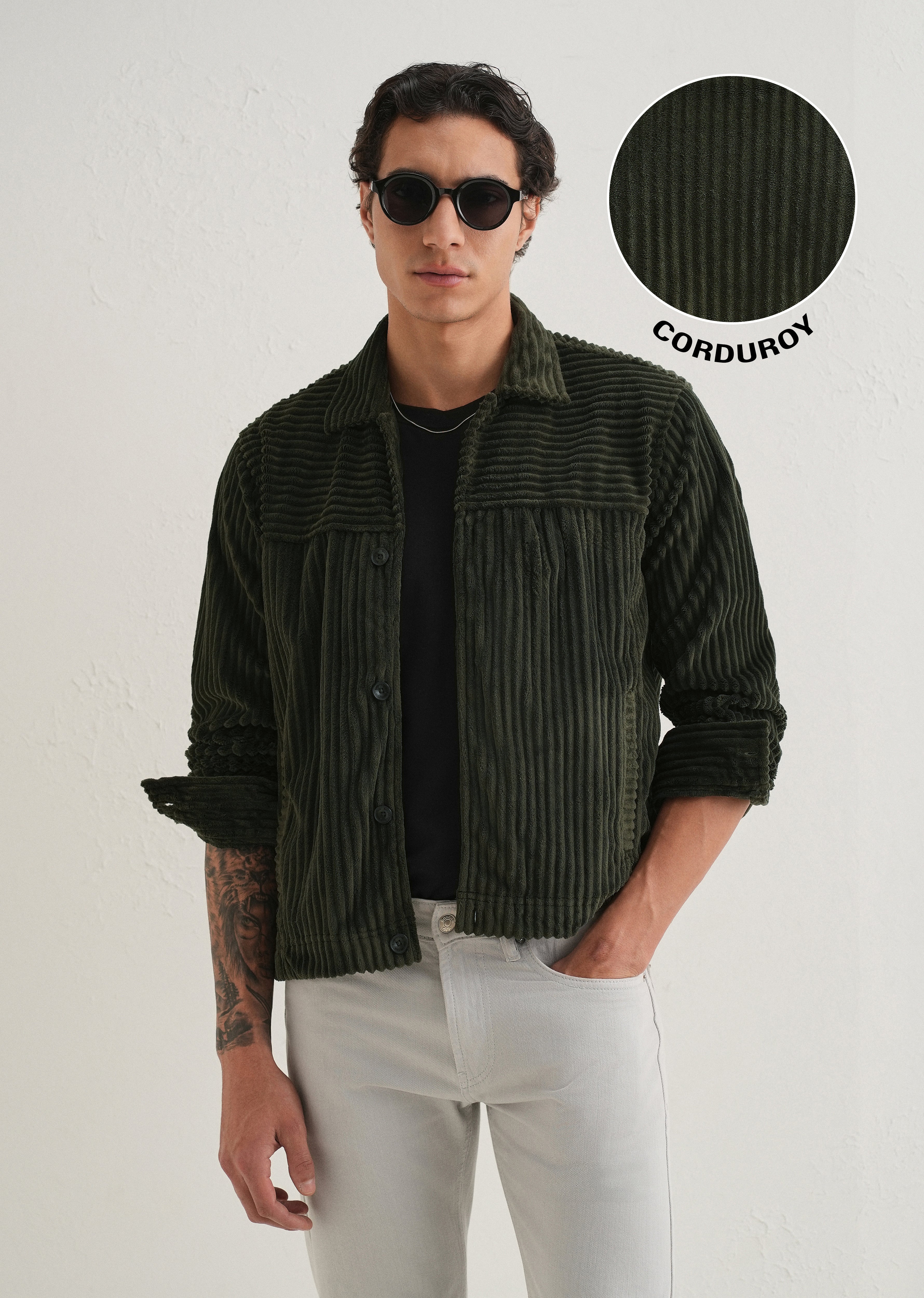 Olive Green Corduroy Shacket