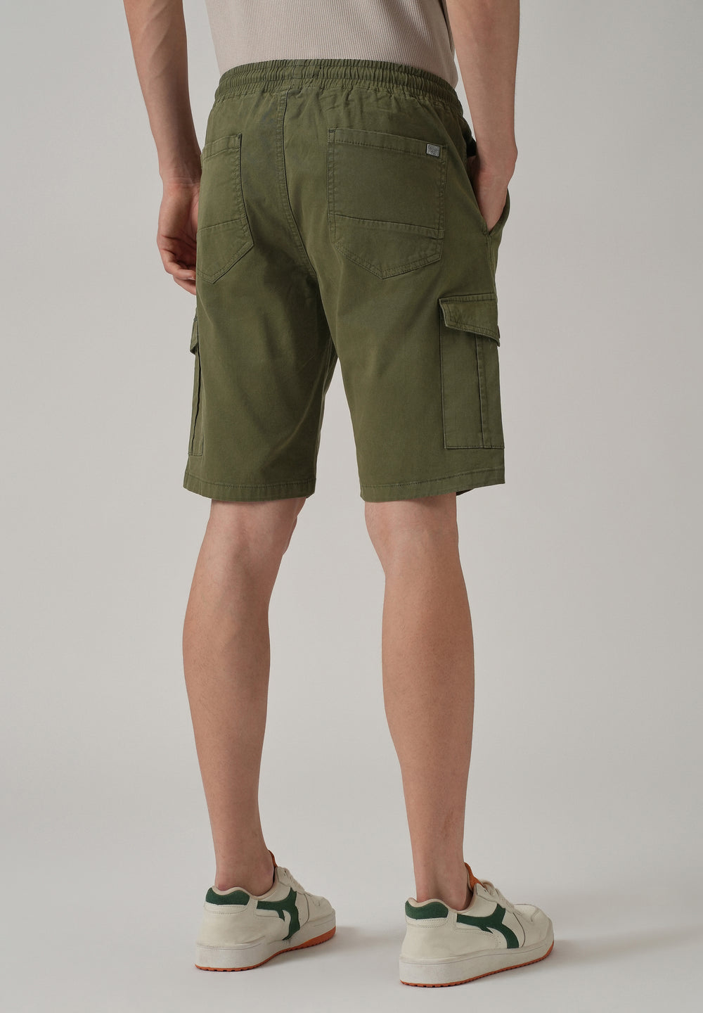 Olive Green Cotton Cargo Shorts