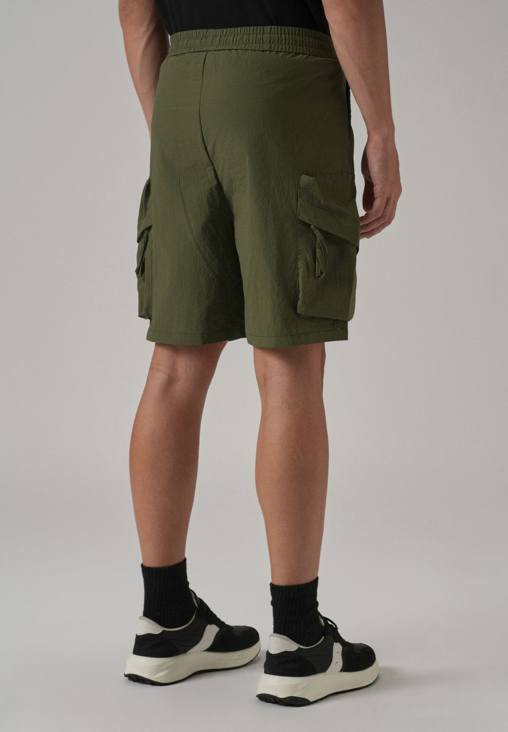 Olive Green Drawstring Cargo Shorts