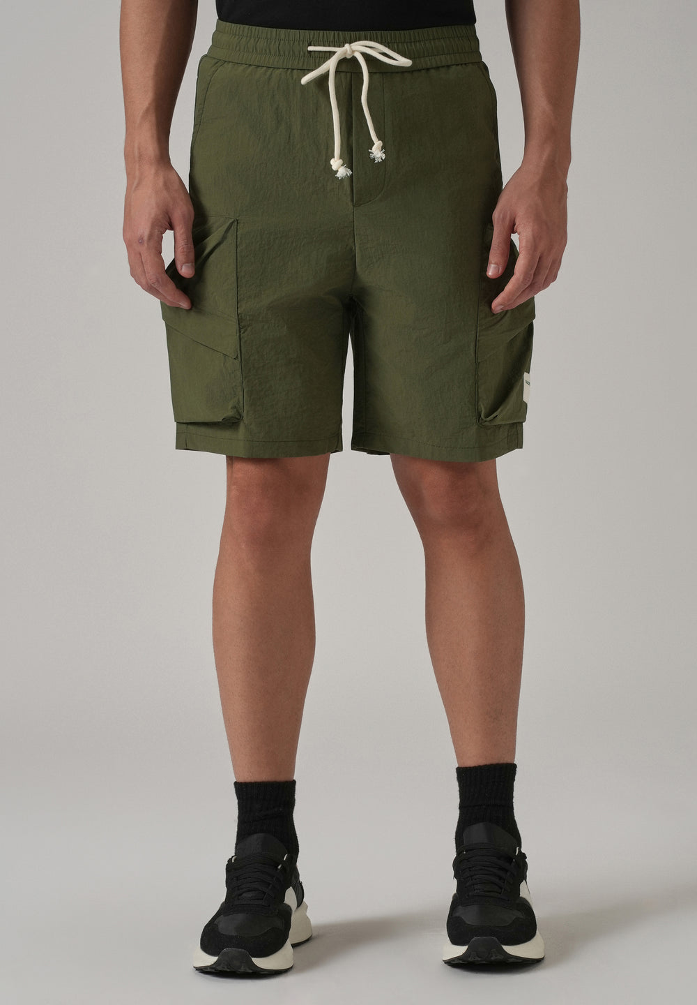 Olive Green Drawstring Cargo Shorts
