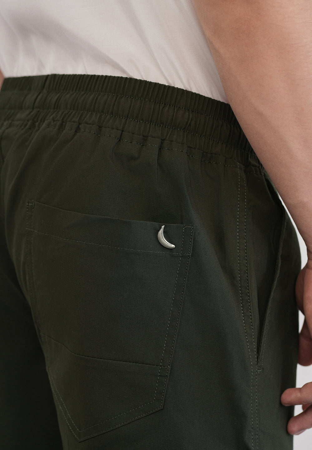 Olive Green Drawstring Cotton Shorts