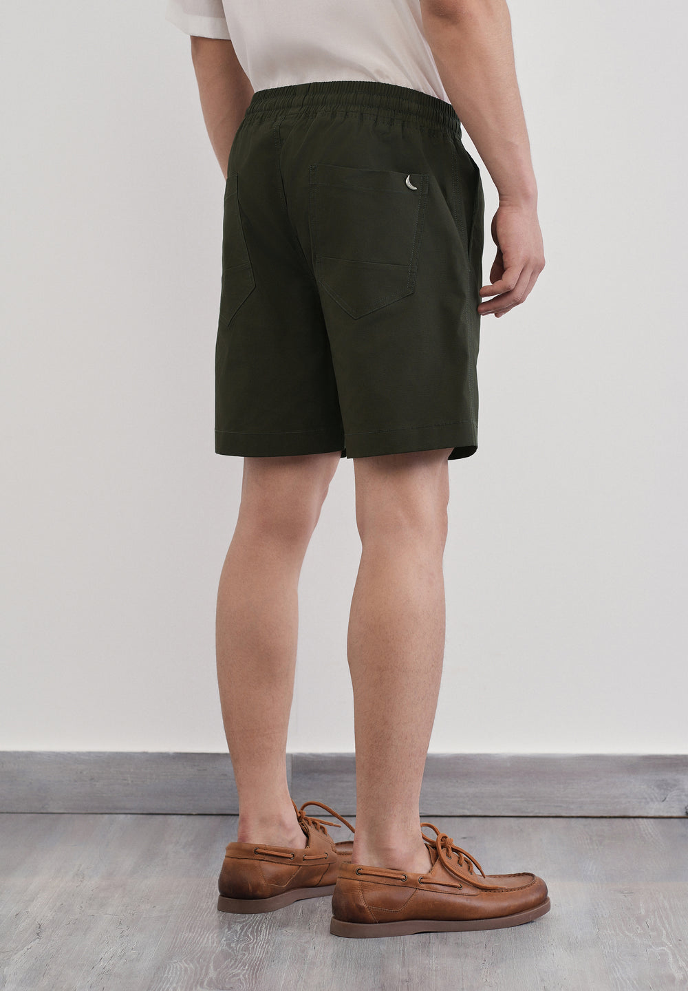 Olive Green Drawstring Cotton Shorts