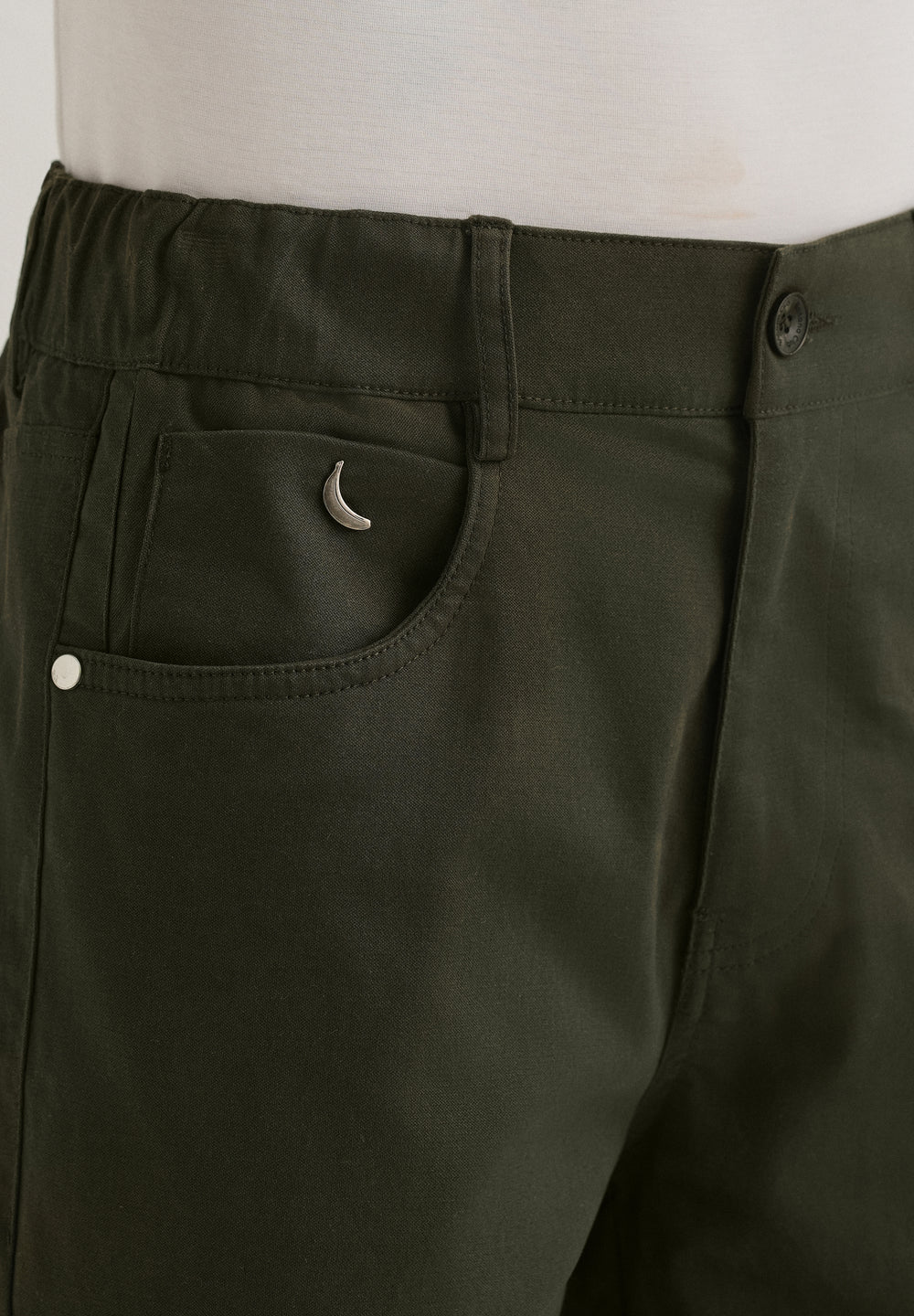 Olive Green Semi-Elasticated Cotton Trouser