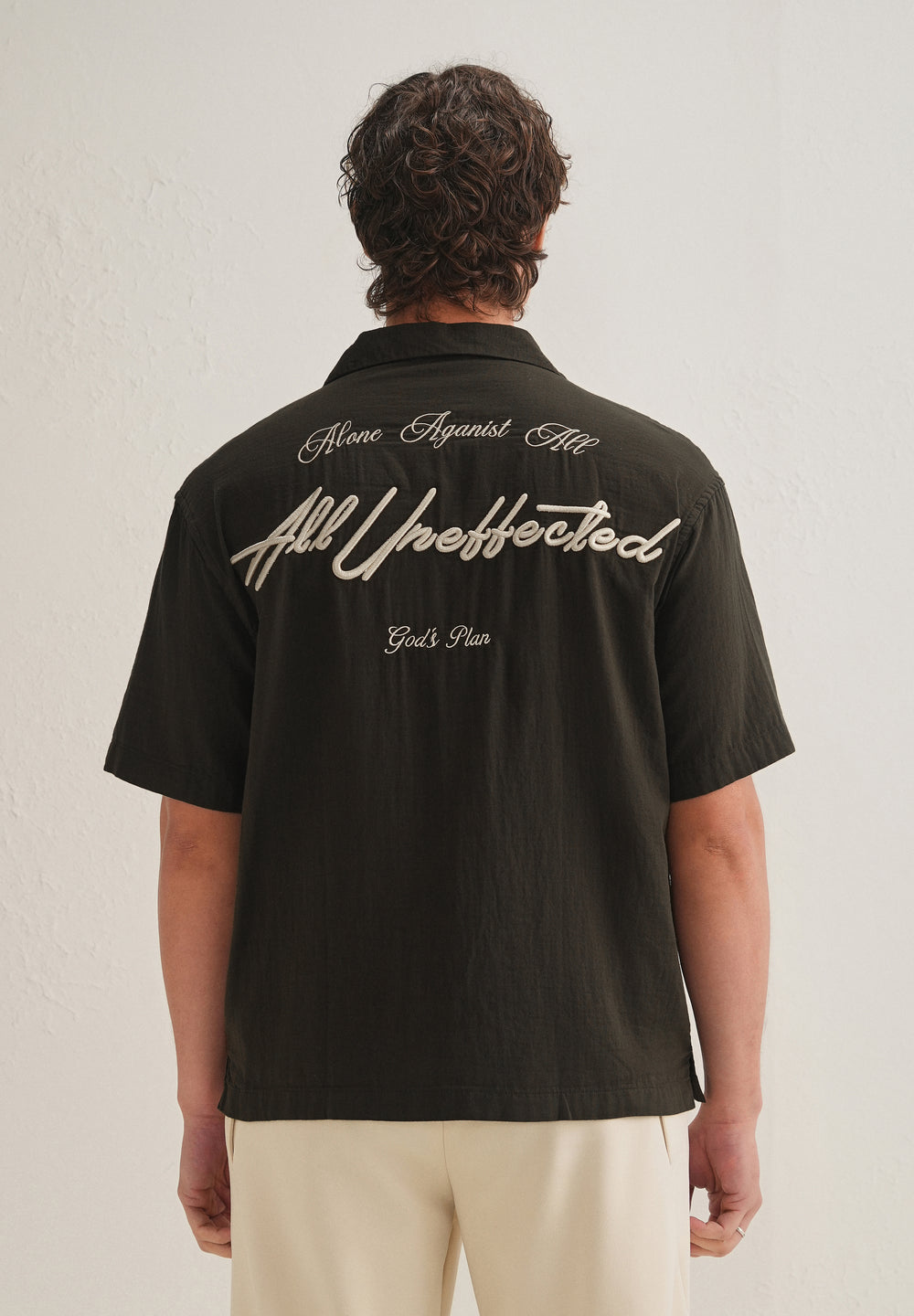 Olive Green Embroidered Double Cloth Cotton Shirt