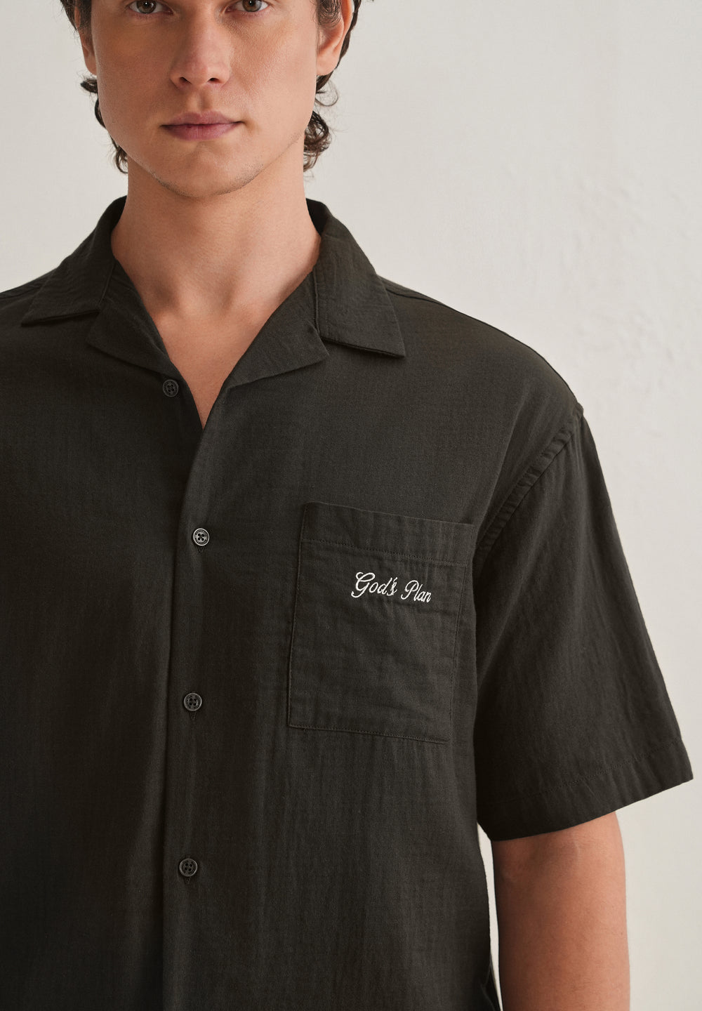 Olive Green Embroidered Double Cloth Cotton Shirt