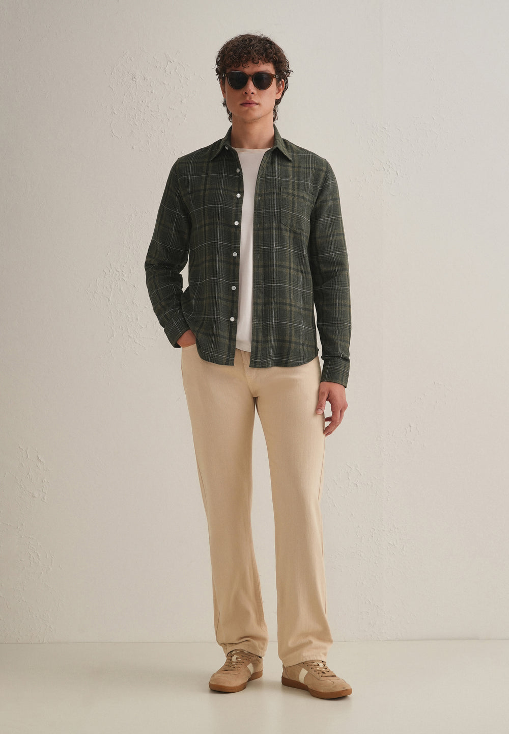 Olive Green Glen Plaid Check Shirt