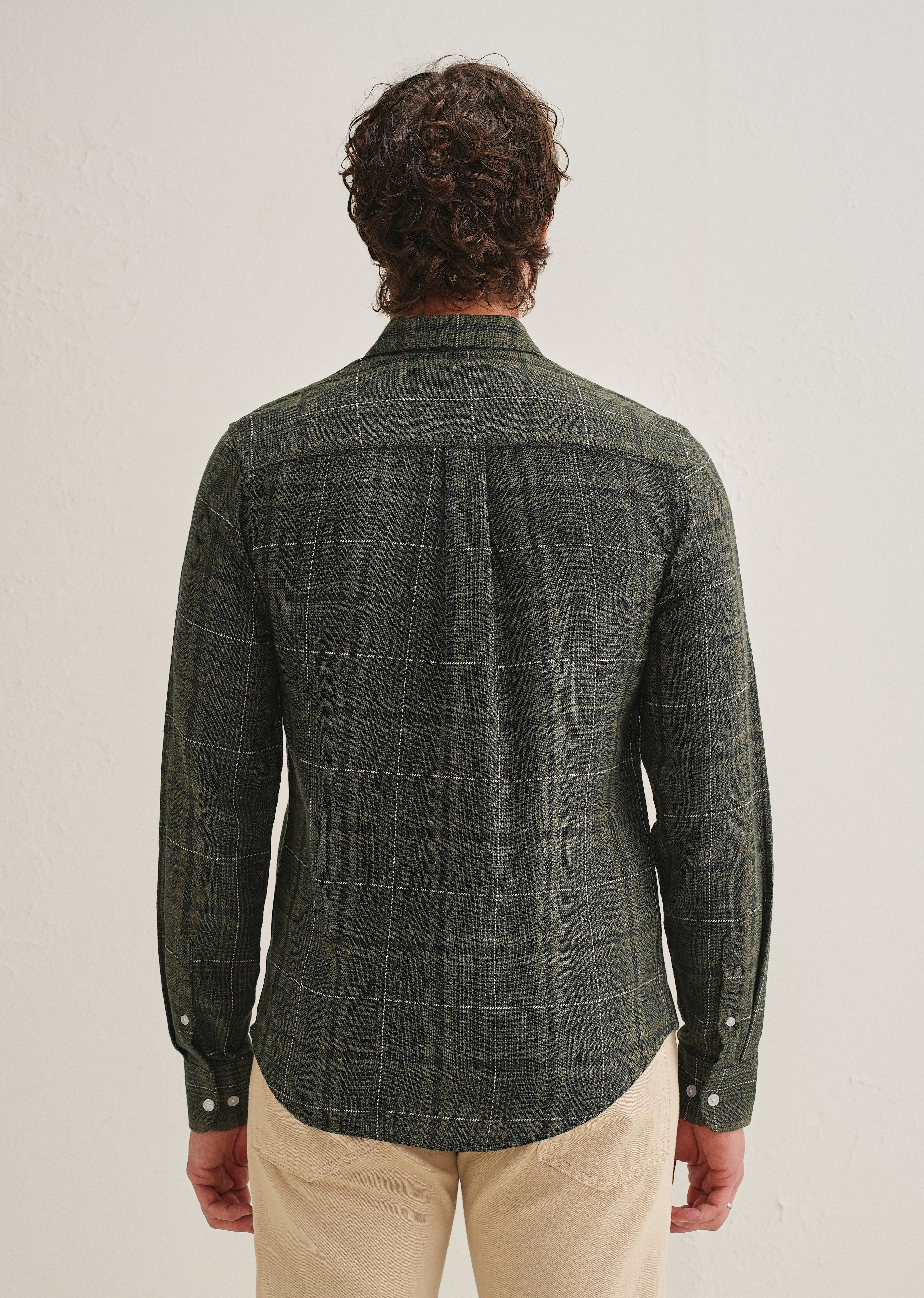 Olive Green Glen Plaid Check Shirt