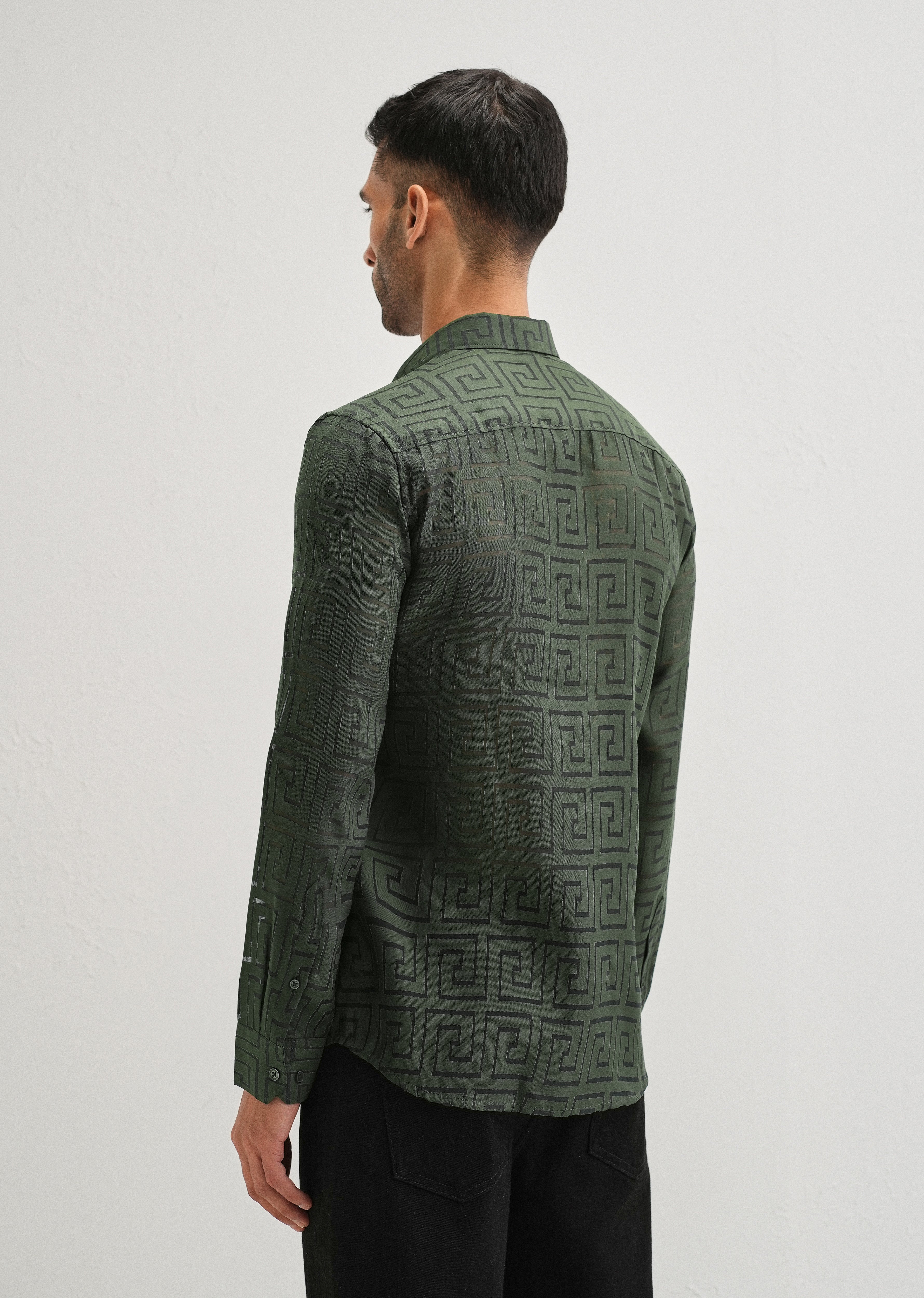 Olive Green Laser Cut Shirt