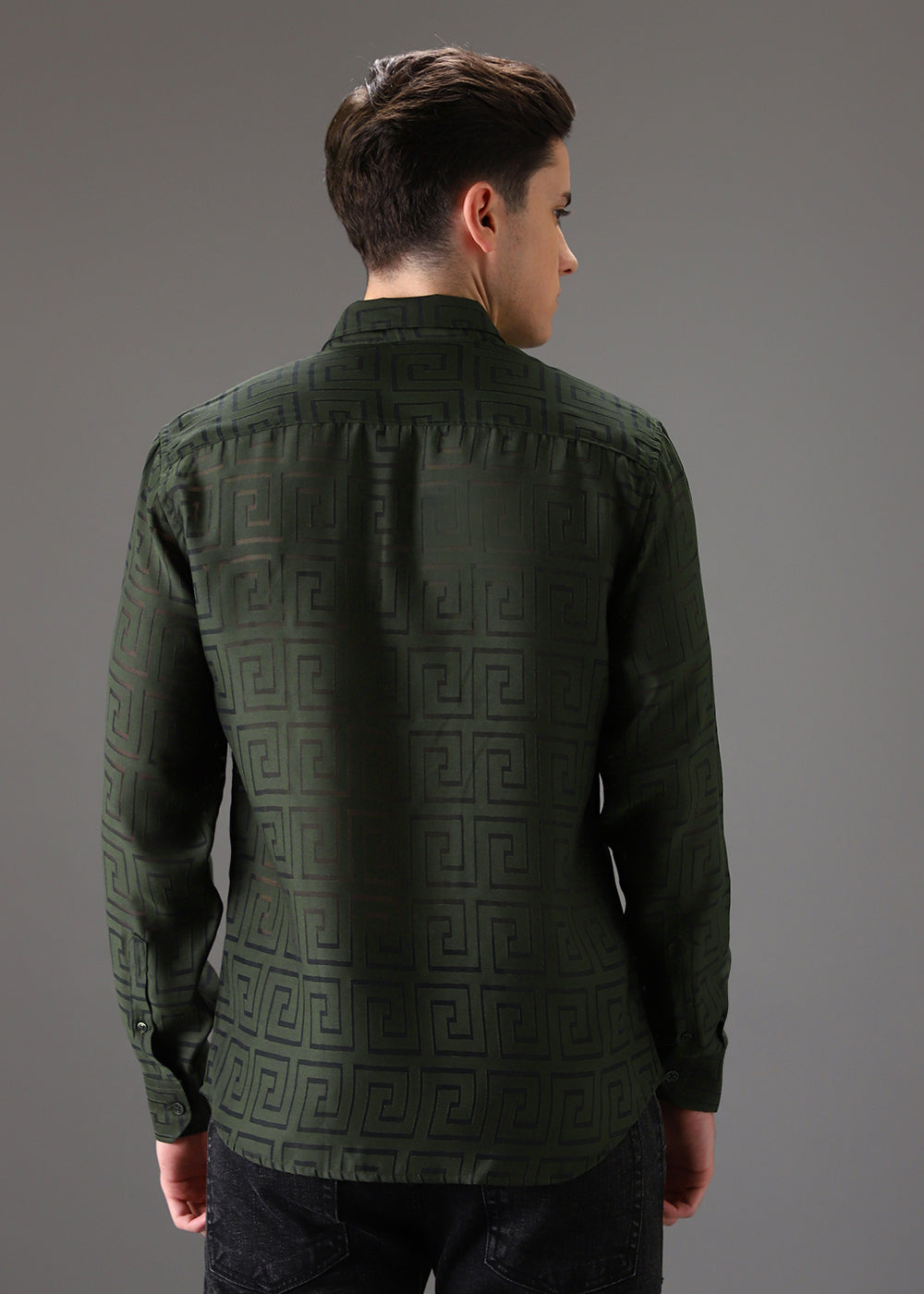 Olive Green Laser Cut Shirt