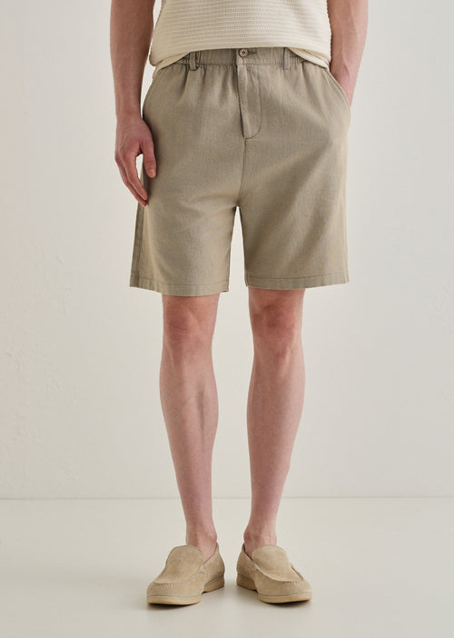 Olive Green Linen Shorts