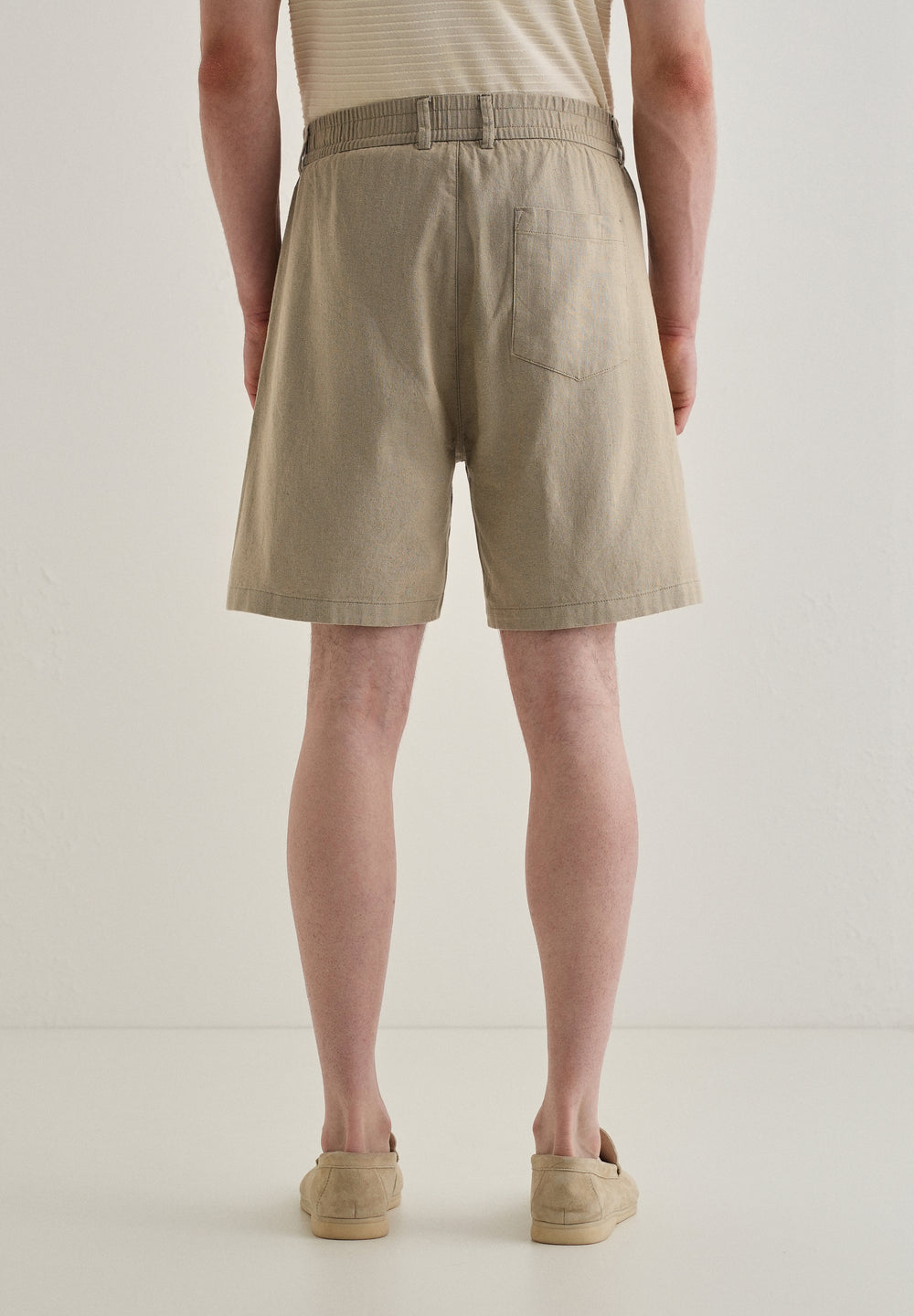 Olive Green Linen Shorts