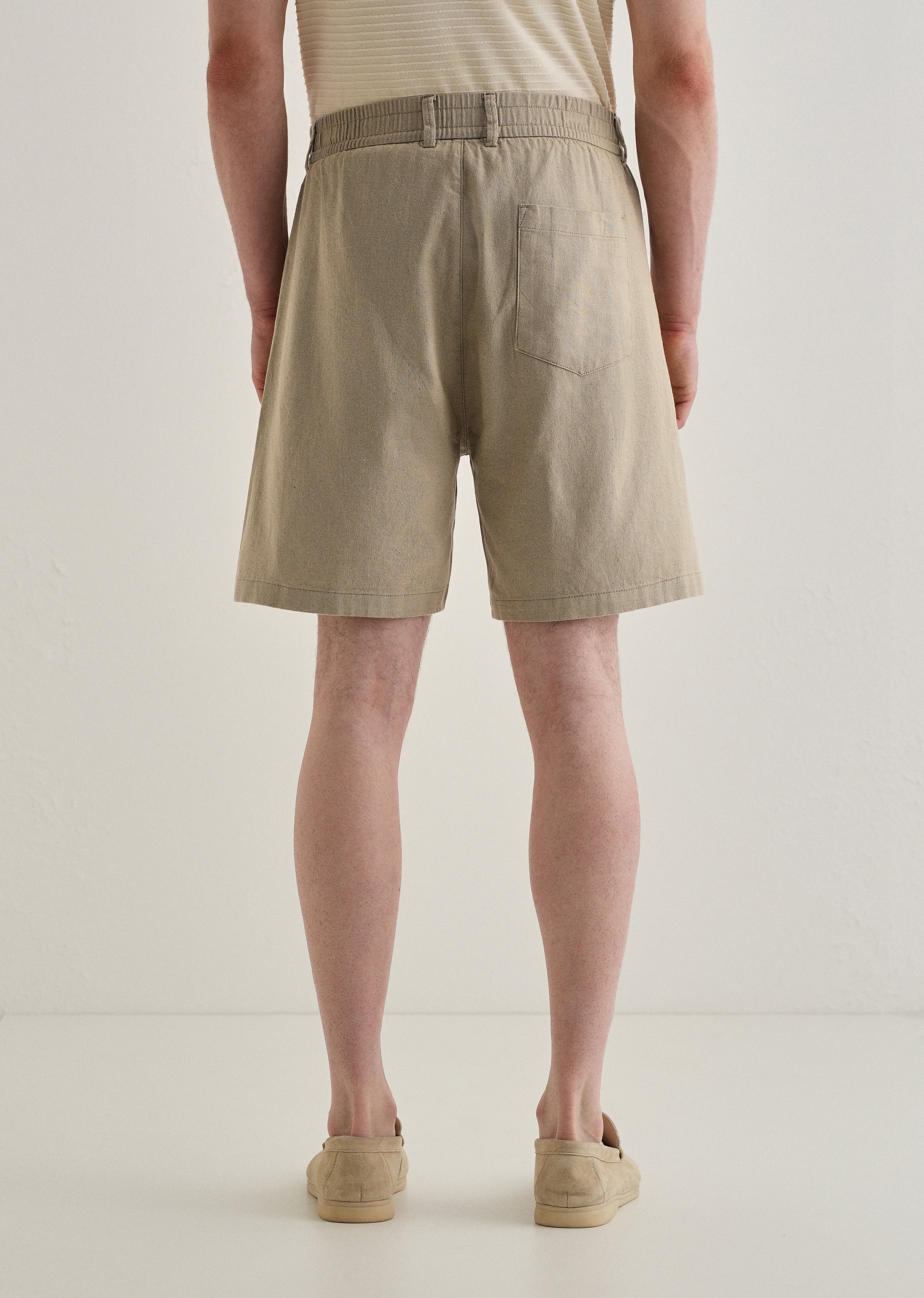 Olive Green Linen Shorts