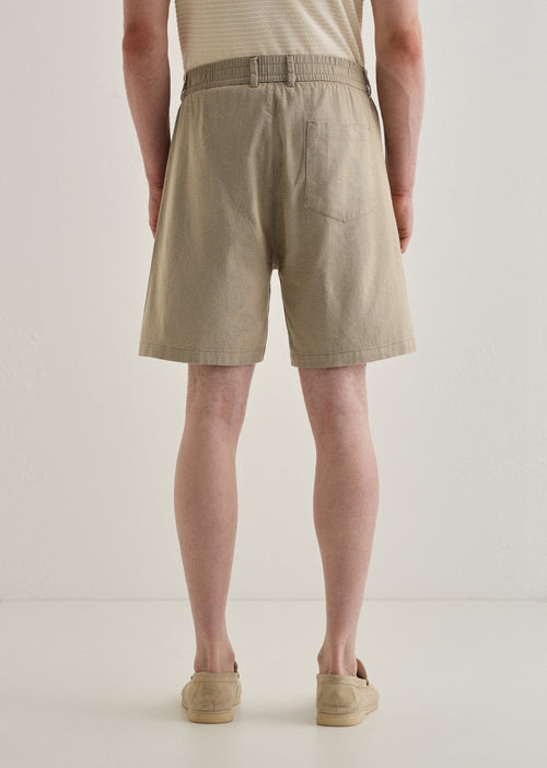 Olive Green Linen Shorts