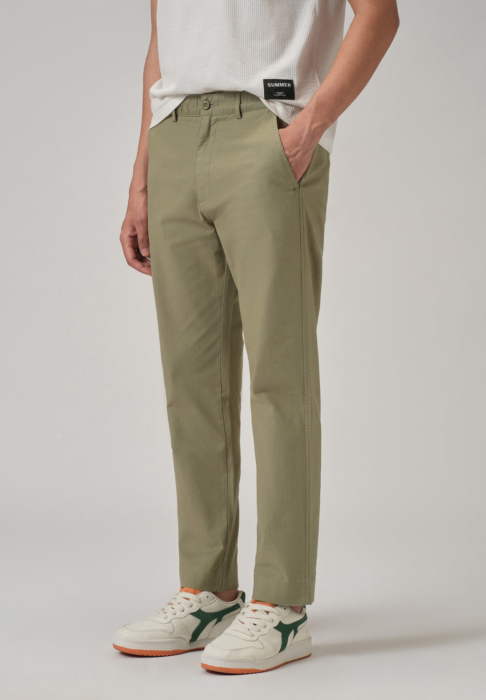 Olive Green Cotton Trouser