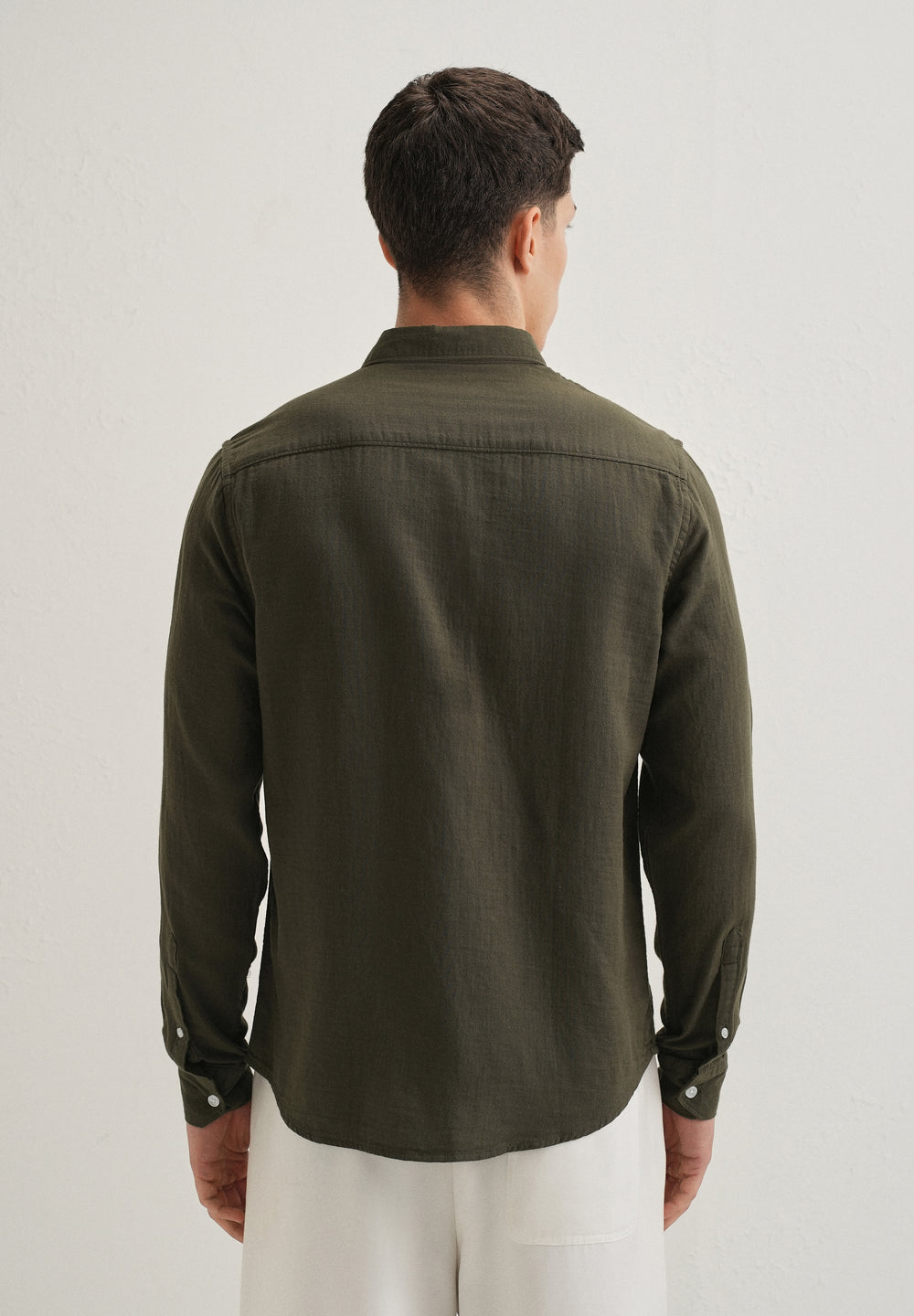 Olive Green Pure Cotton Stitchless Placket Shirt