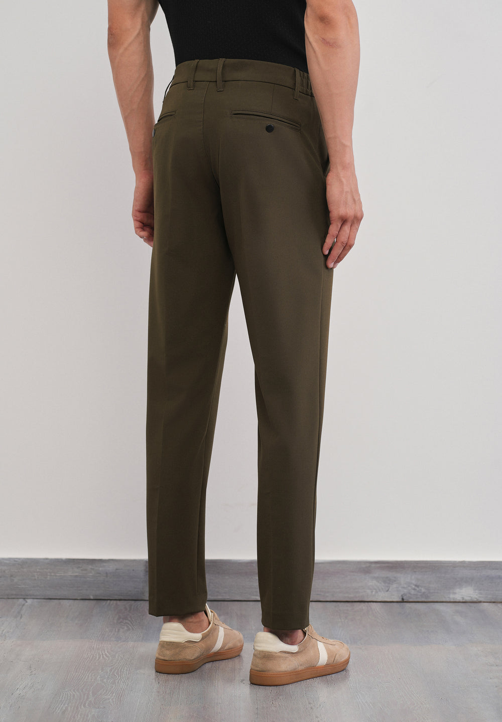 Olive Green Semi-Elastic Slim Fit Trouser
