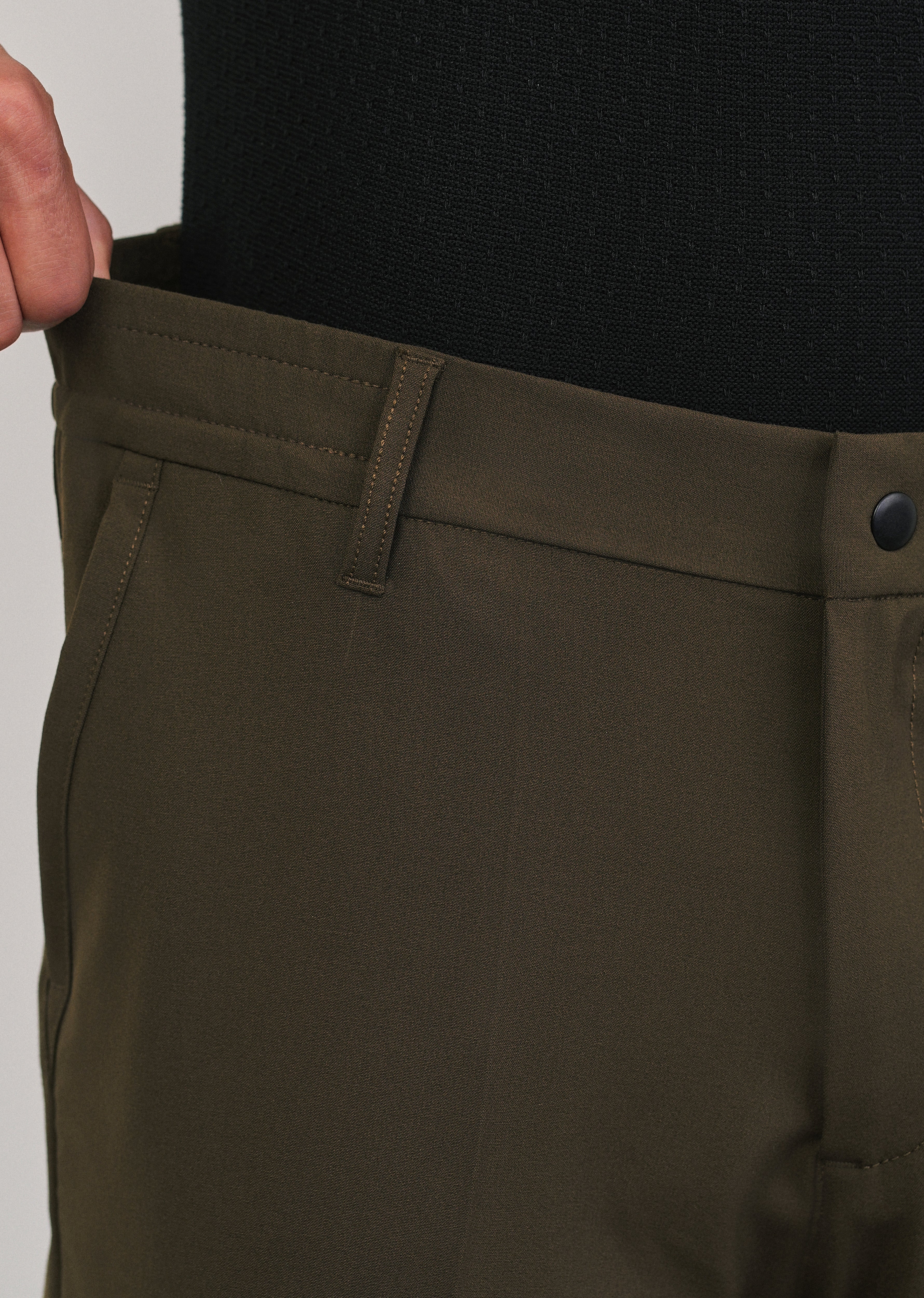 Olive Green Semi-Elastic Slim Fit Trouser