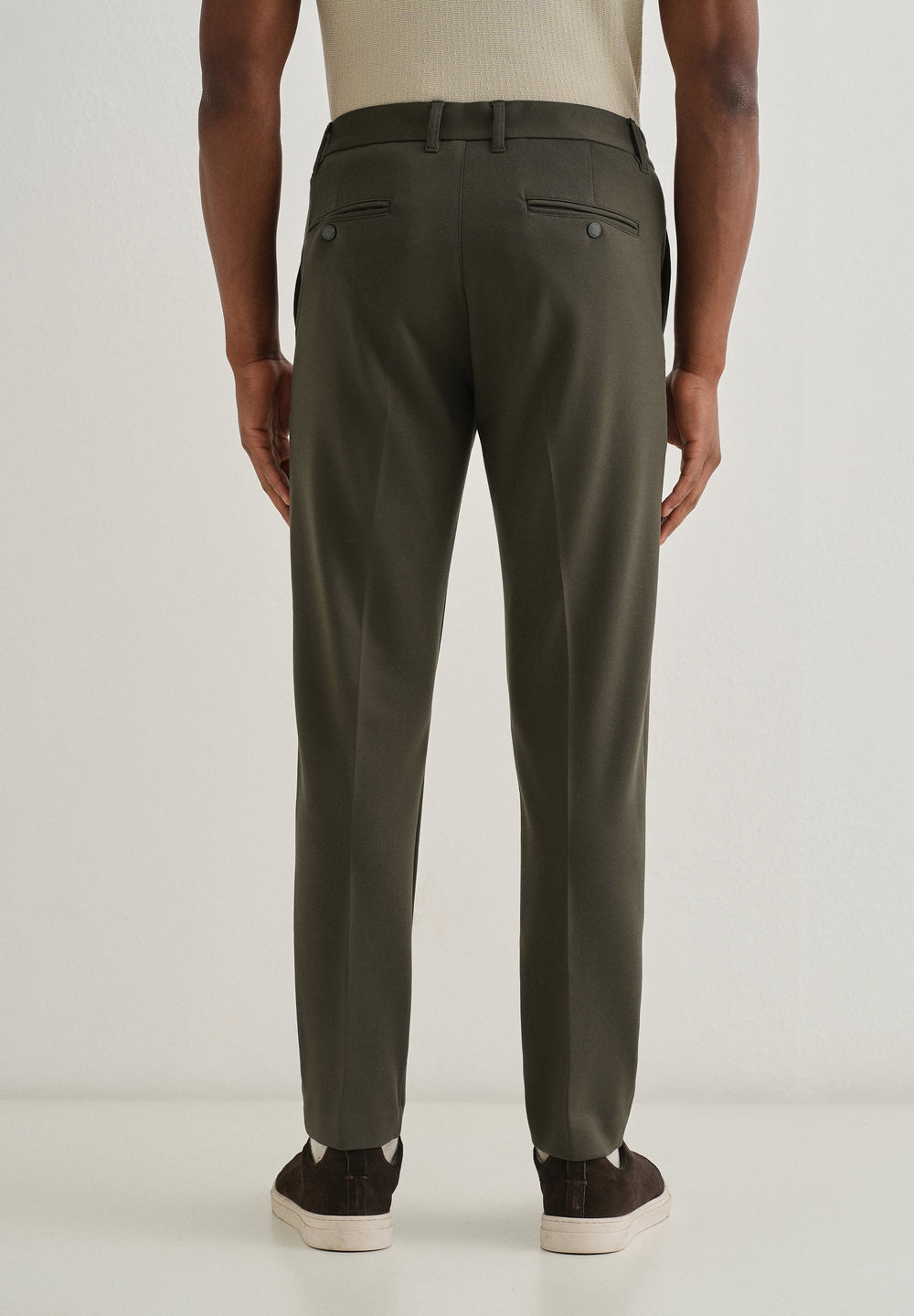 Olive Green Semi Elasticated Slim Fit Trouser