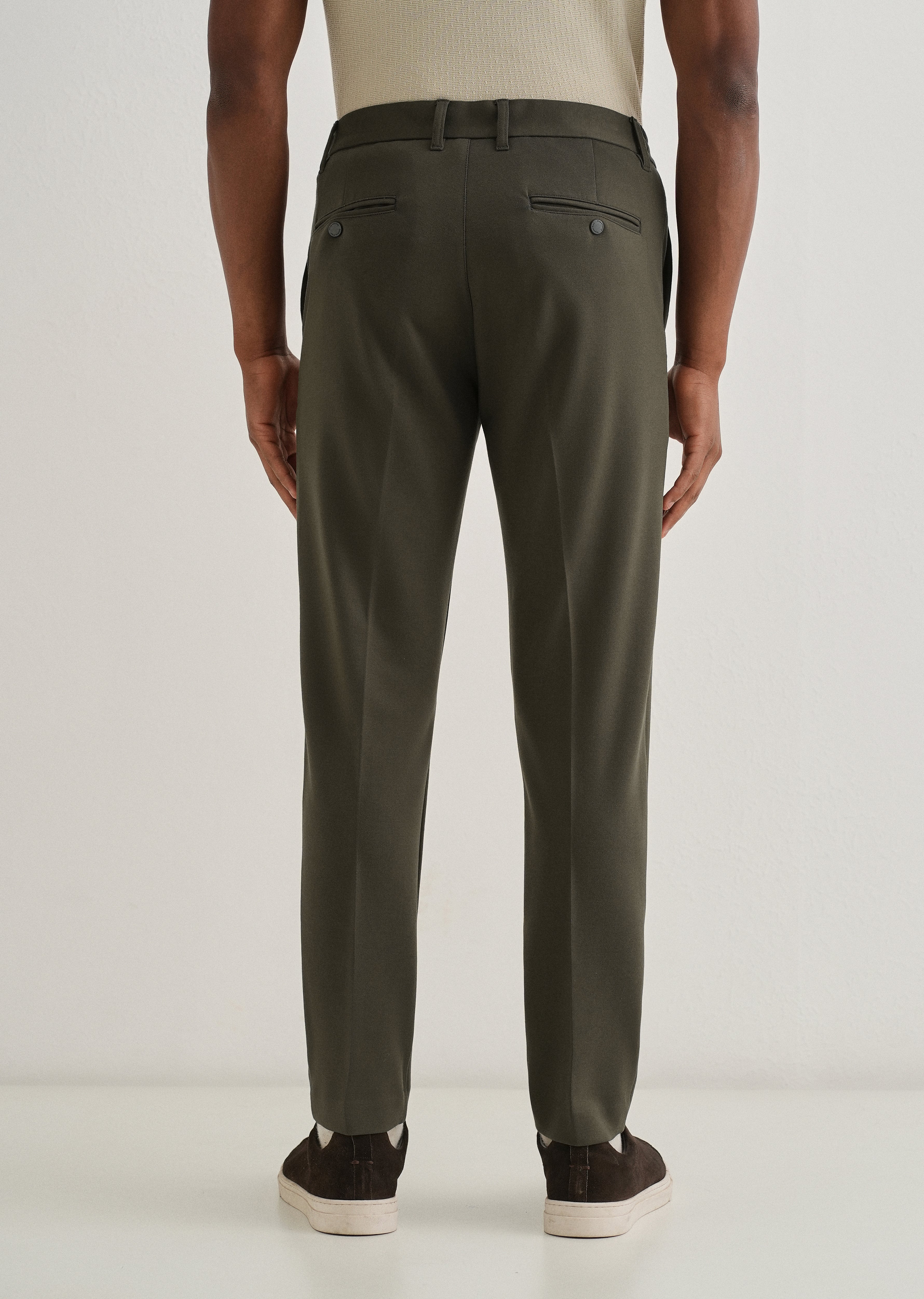 Olive Green Semi Elasticated Slim Fit Trouser