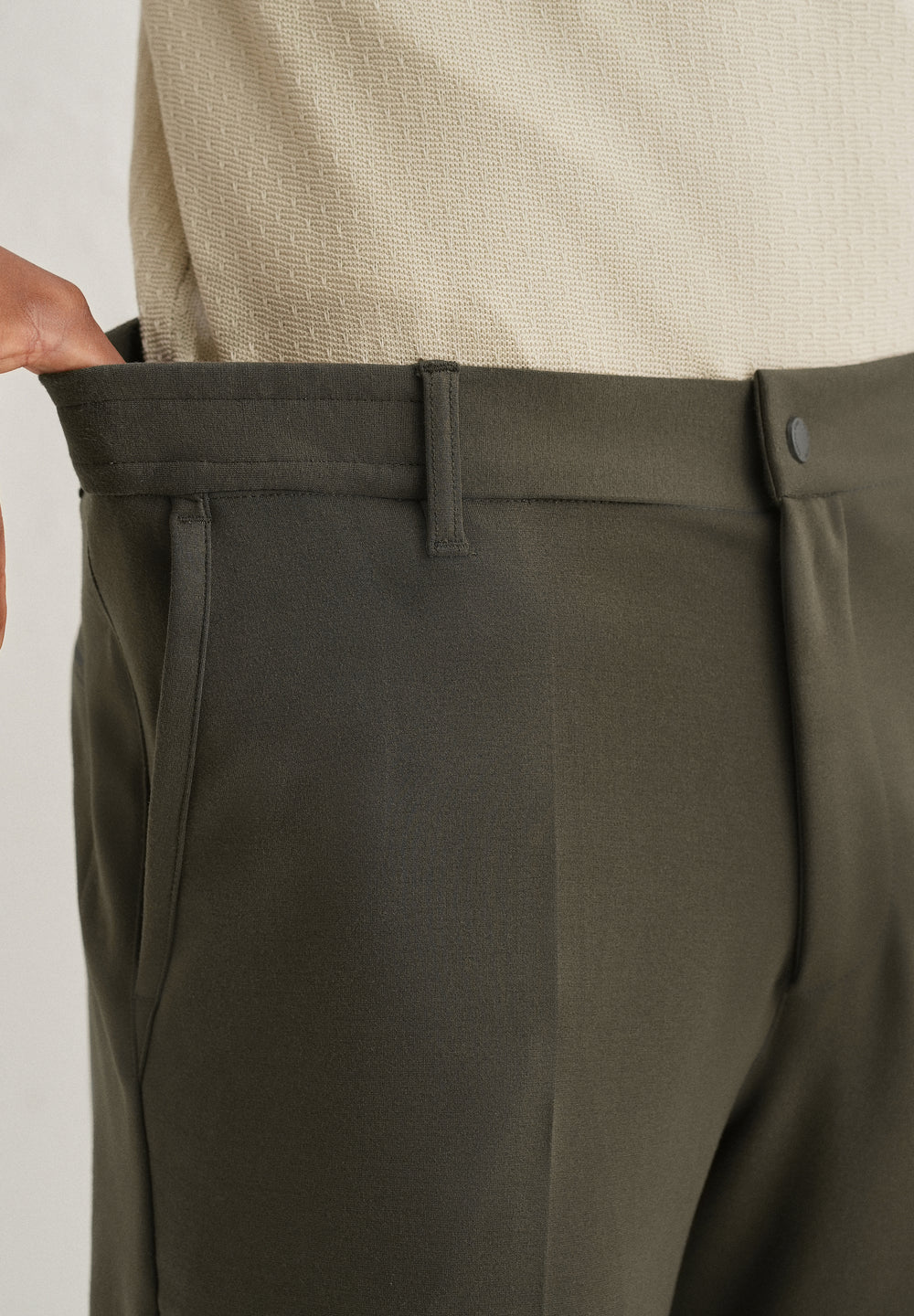 Olive Green Semi Elasticated Slim Fit Trouser