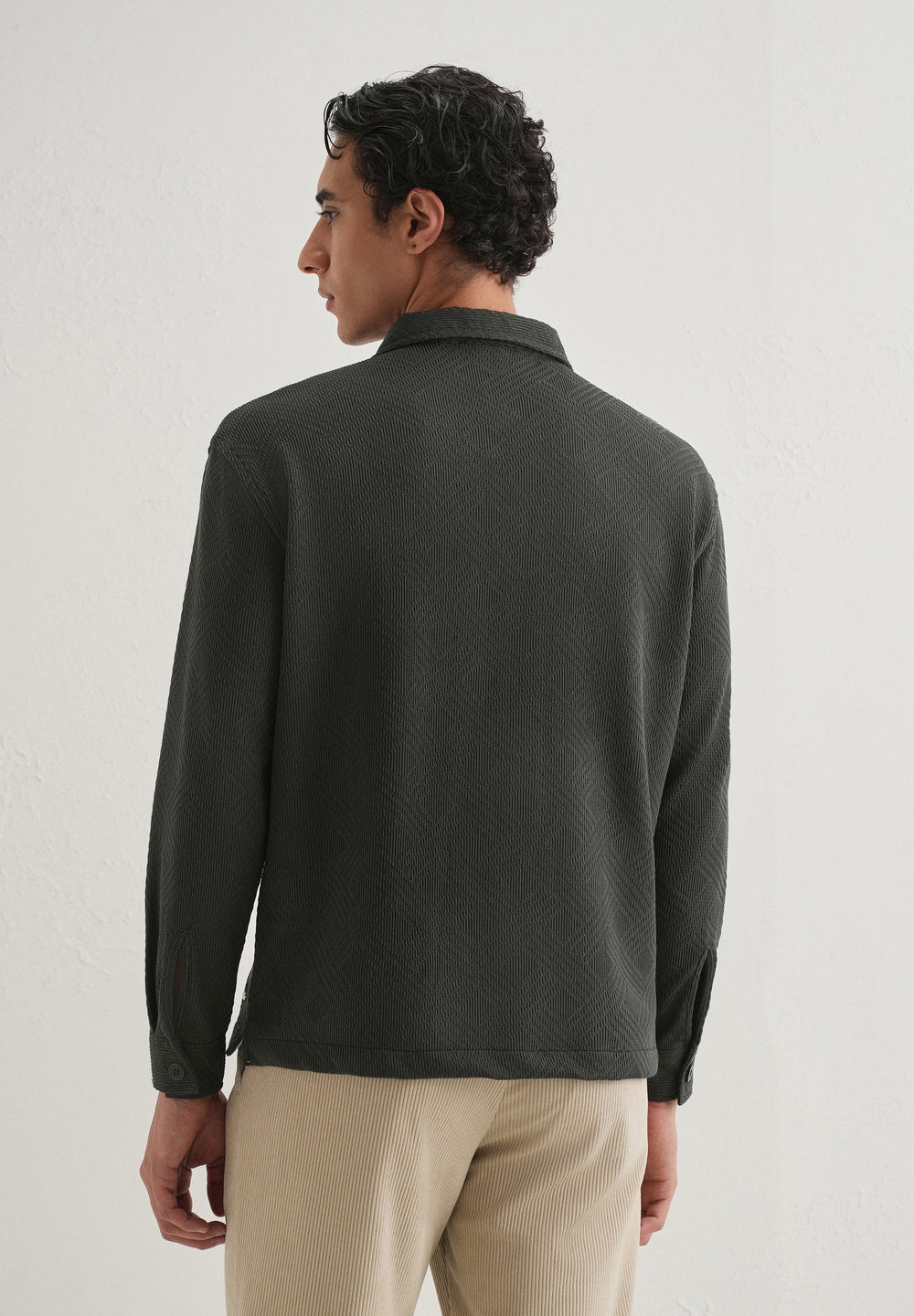 Olive Green Textured Knit Shacket