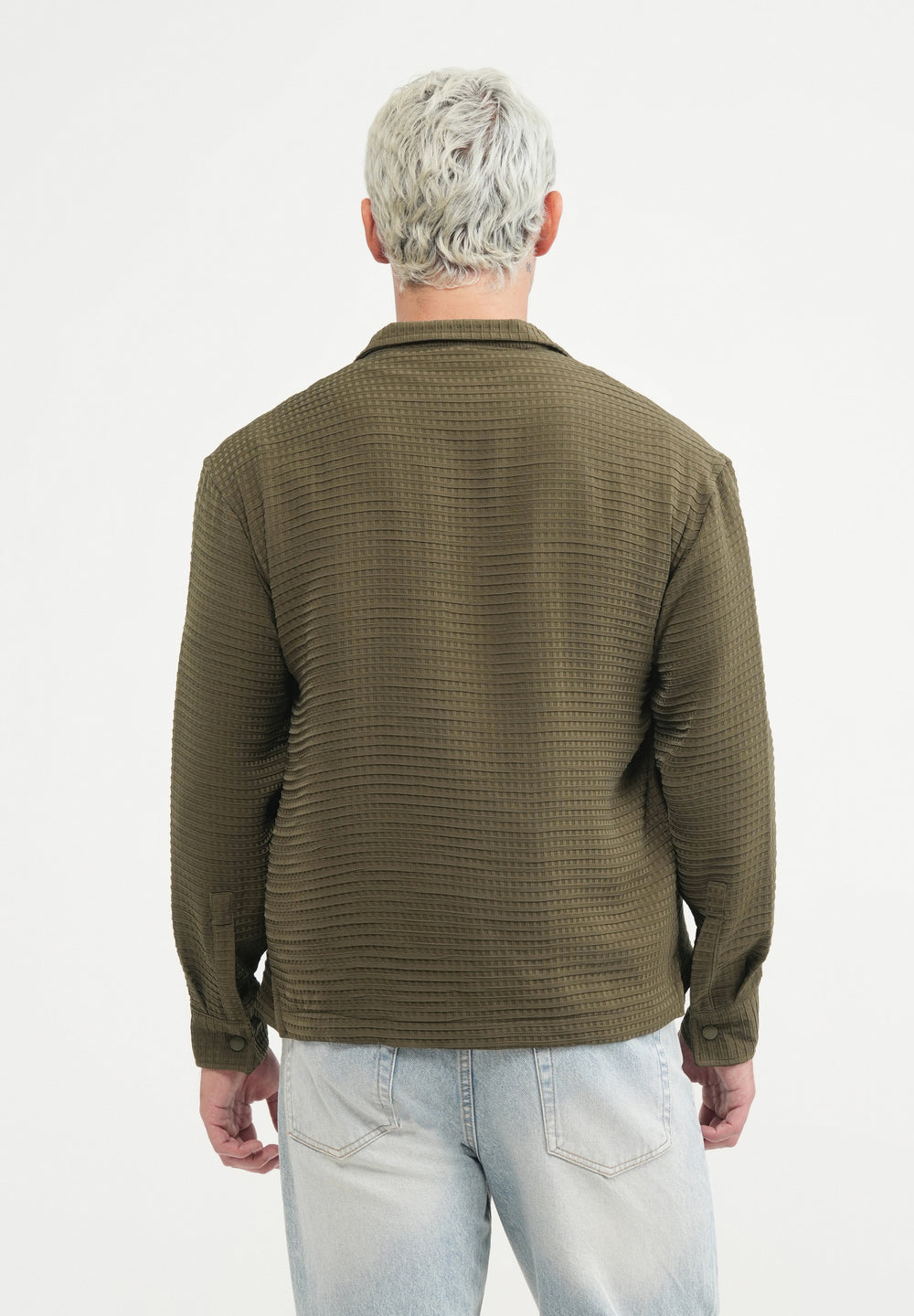 Olive Green Textured Shacket