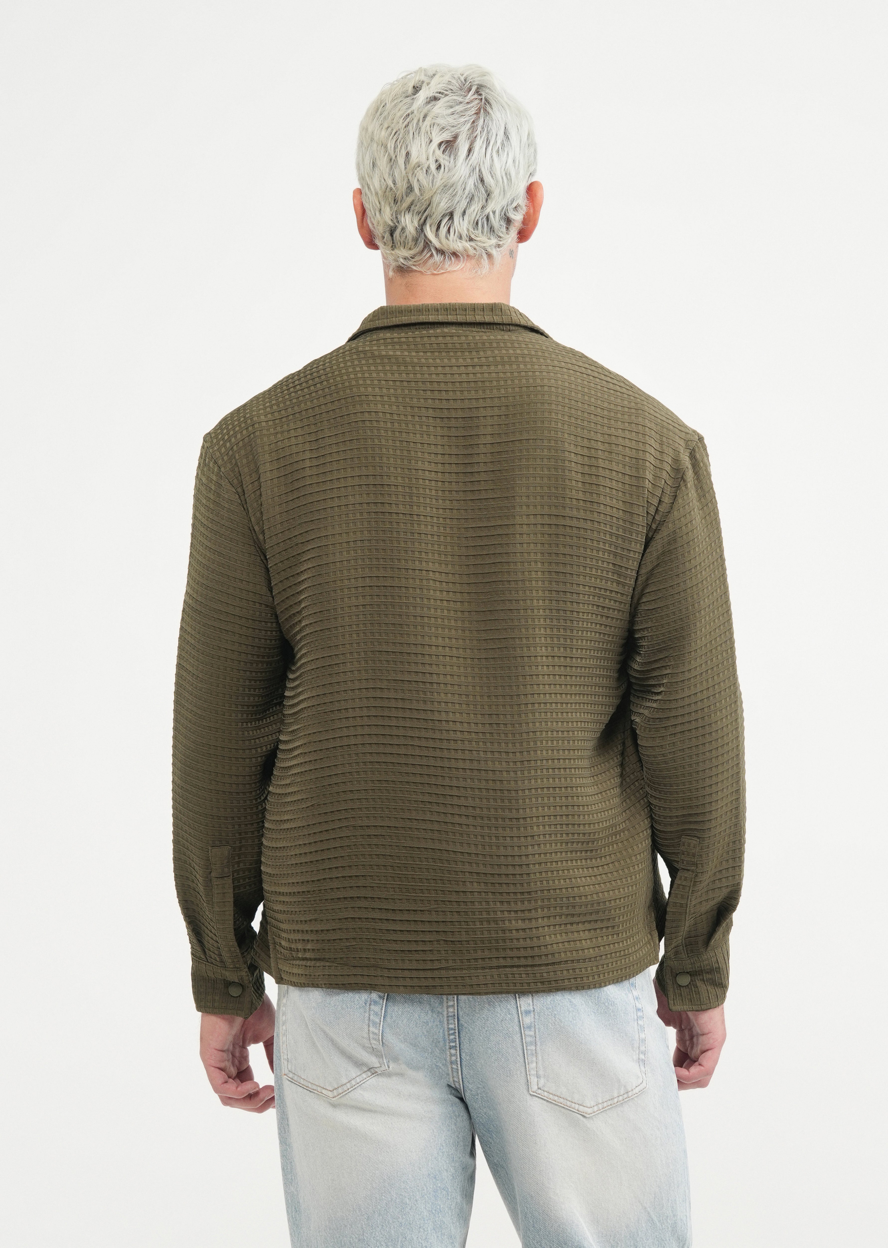 Olive Green Textured Shacket