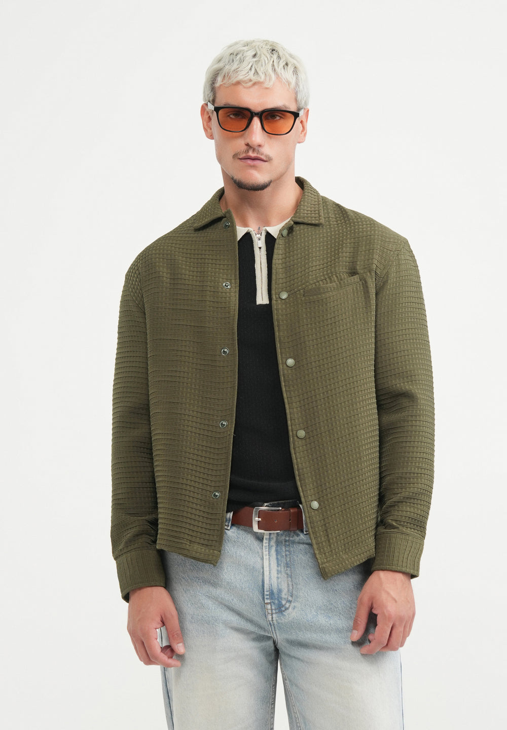 Olive Green Textured Shacket