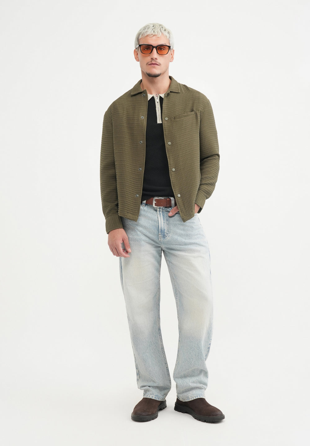 Olive Green Textured Shacket