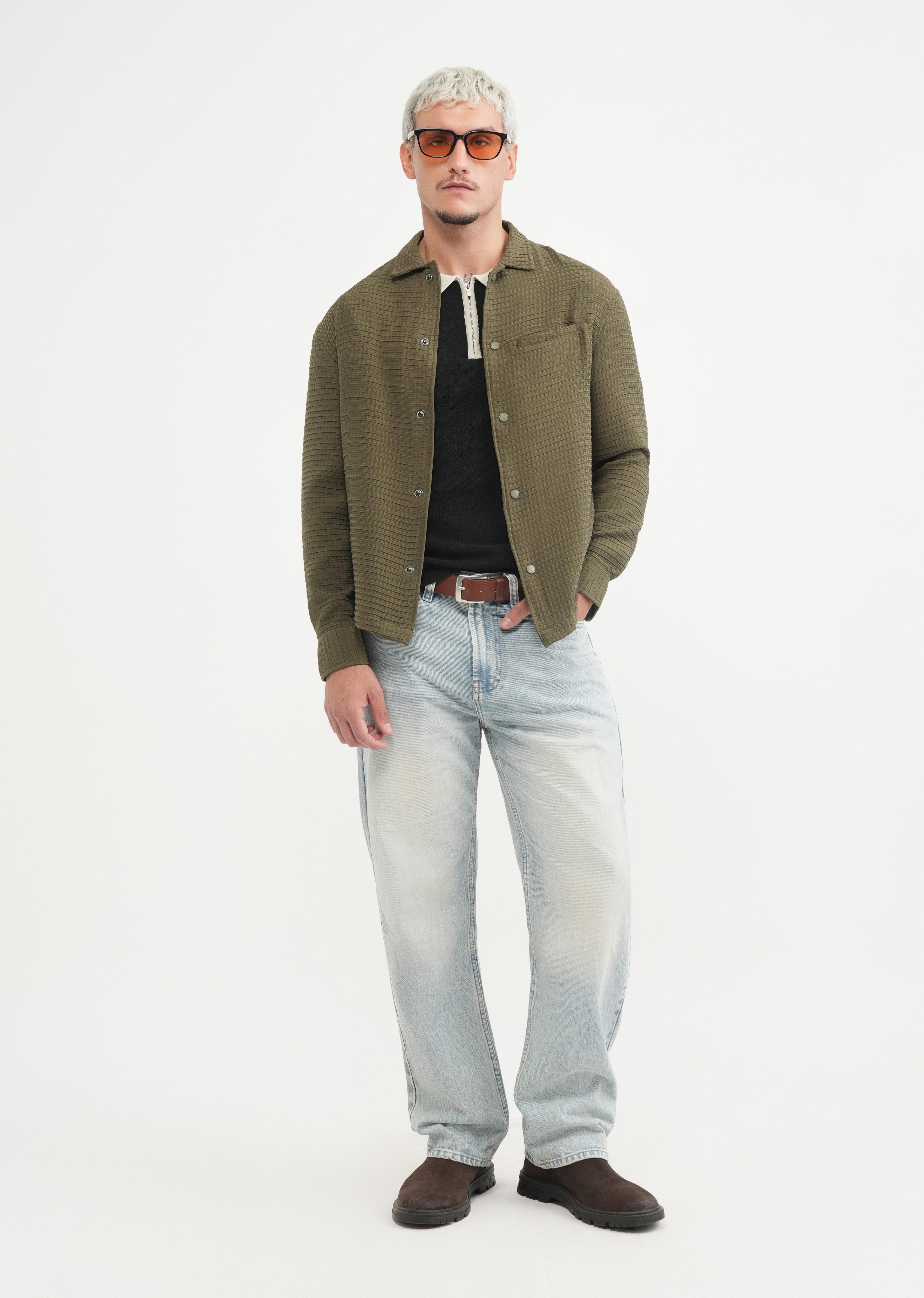 Olive Green Textured Shacket