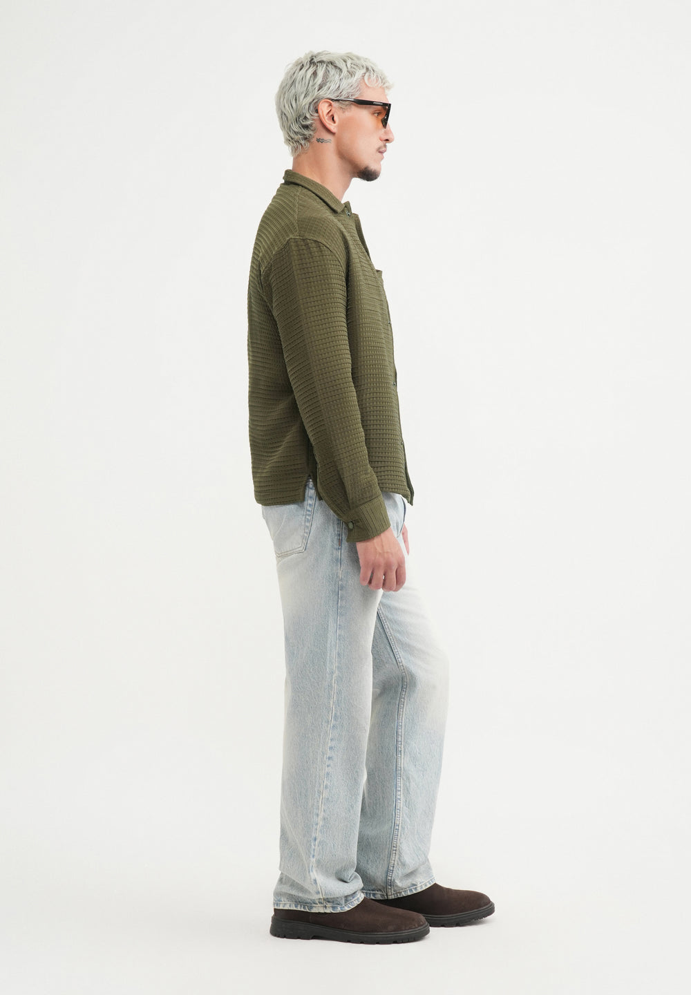 Olive Green Textured Shacket