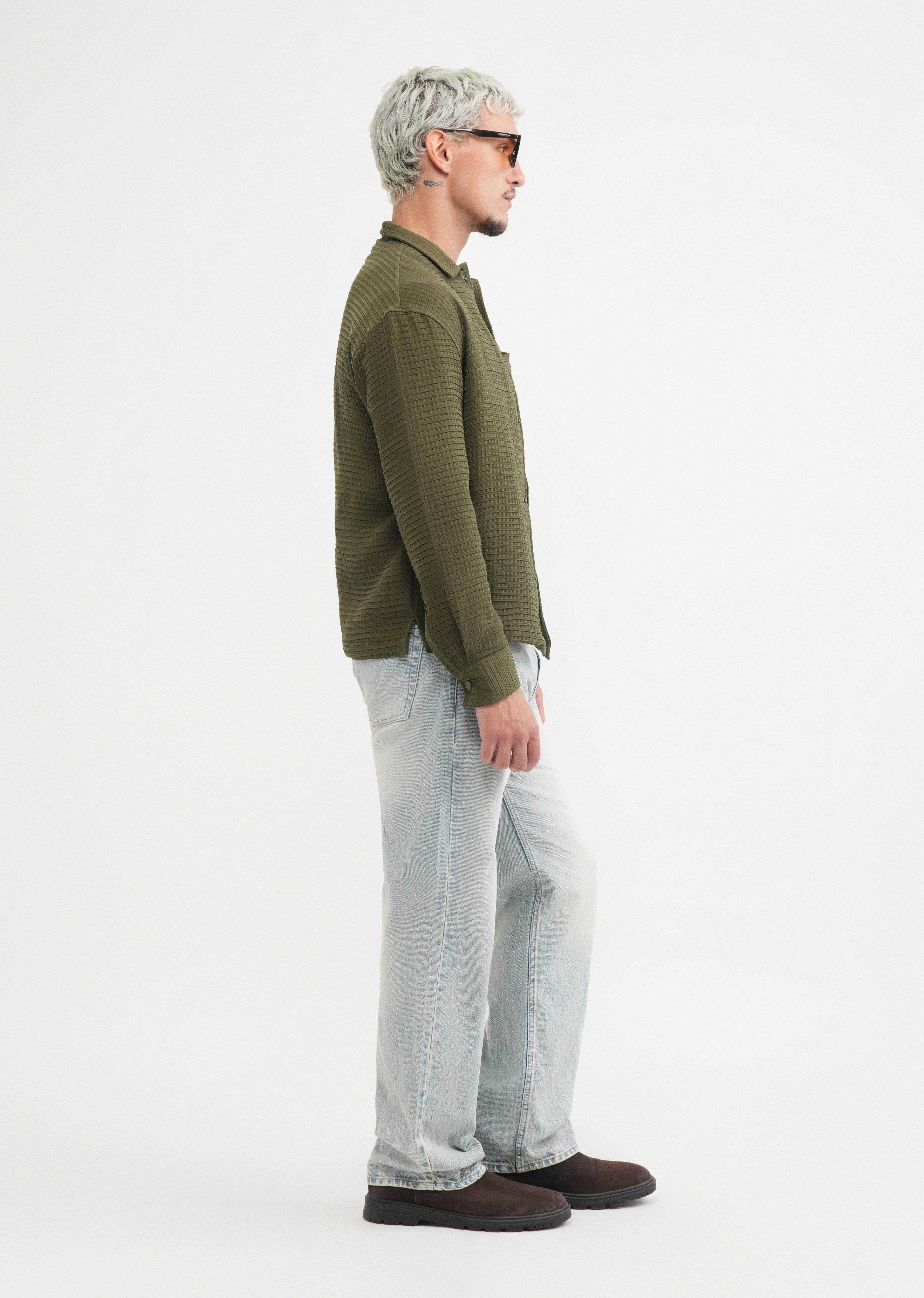 Olive Green Textured Shacket