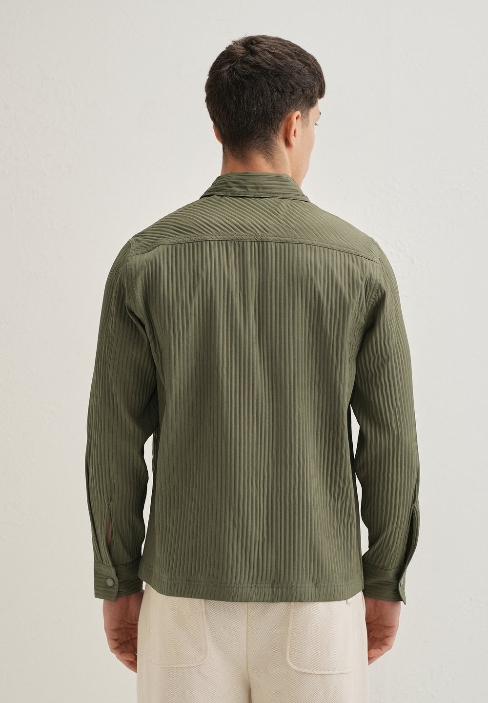 Olive Green Textured Utility Shacket