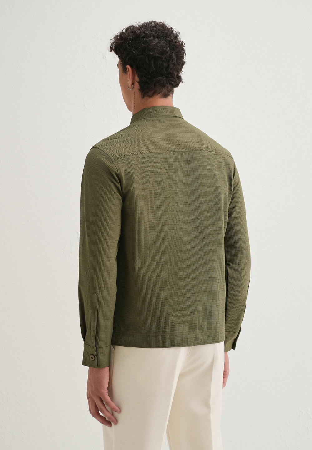 Olive Green Waffle Textured Shacket