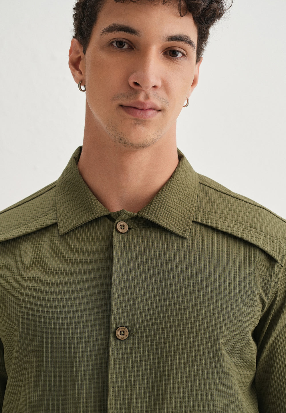 Olive Green Waffle Textured Shacket