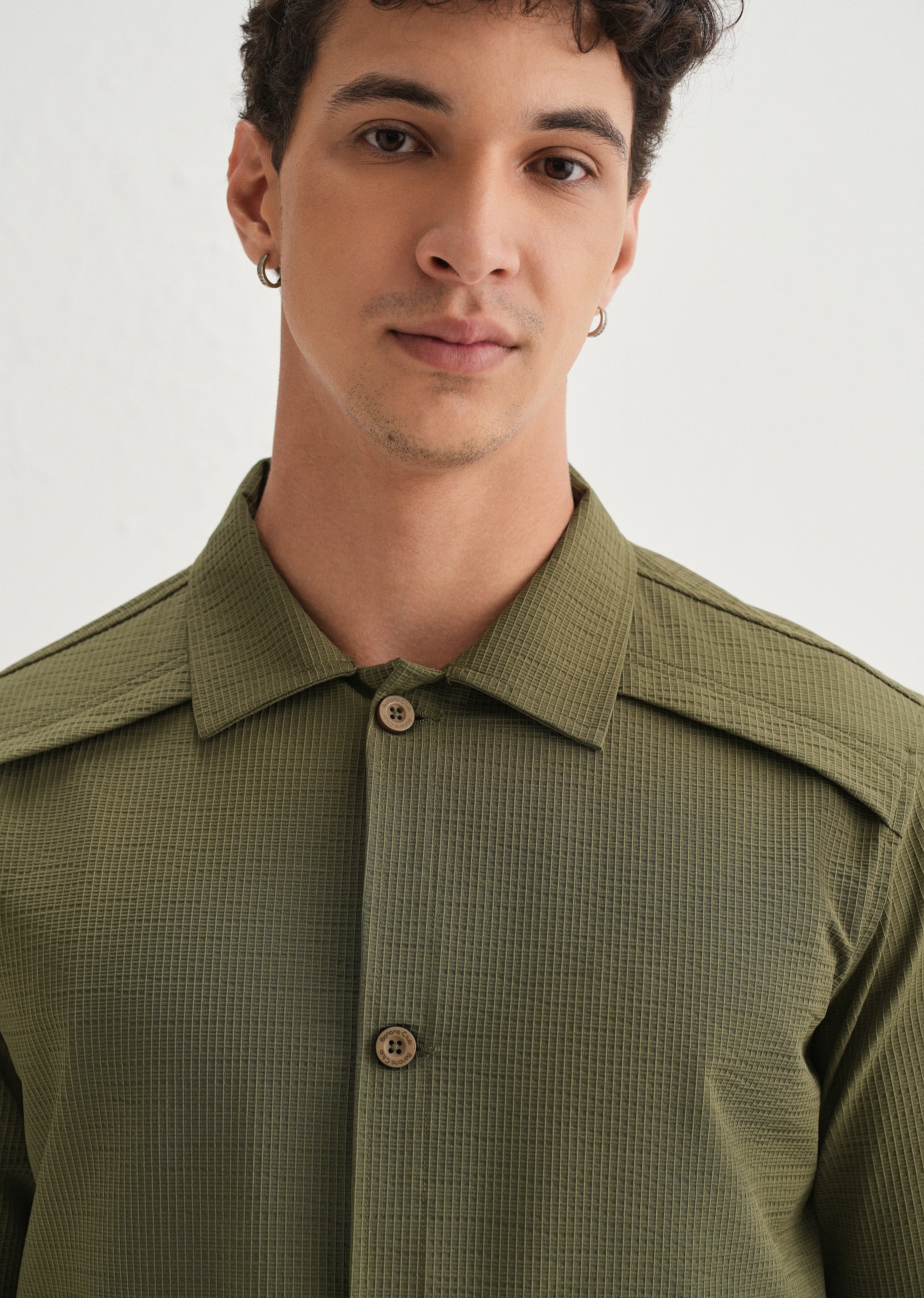 Olive Green Waffle Textured Shacket