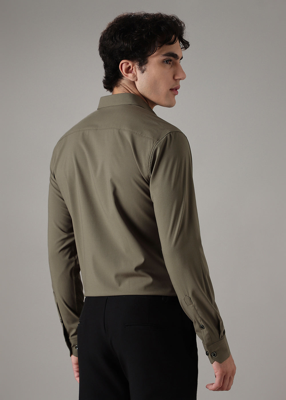 Olive Green Wrinkle Free Shirt