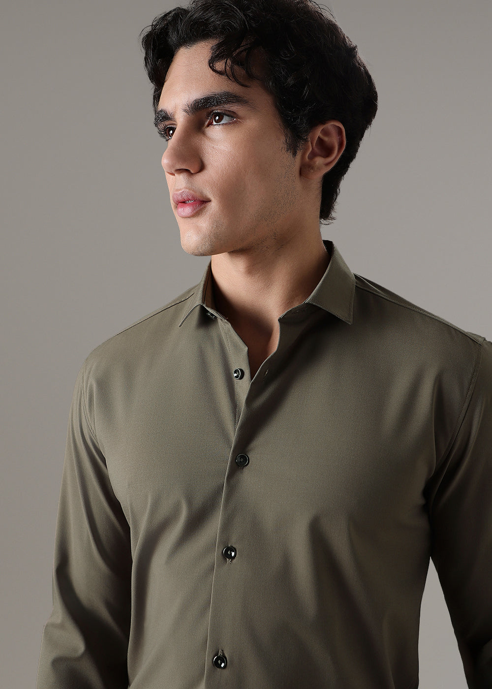 Olive Green Wrinkle Free Shirt