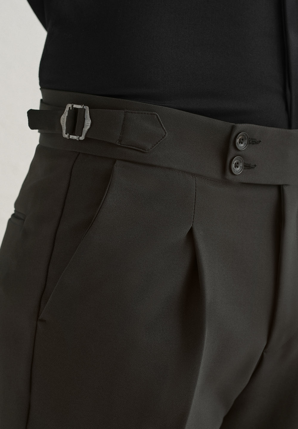 Olive Grey Pleated Gurkha Pant
