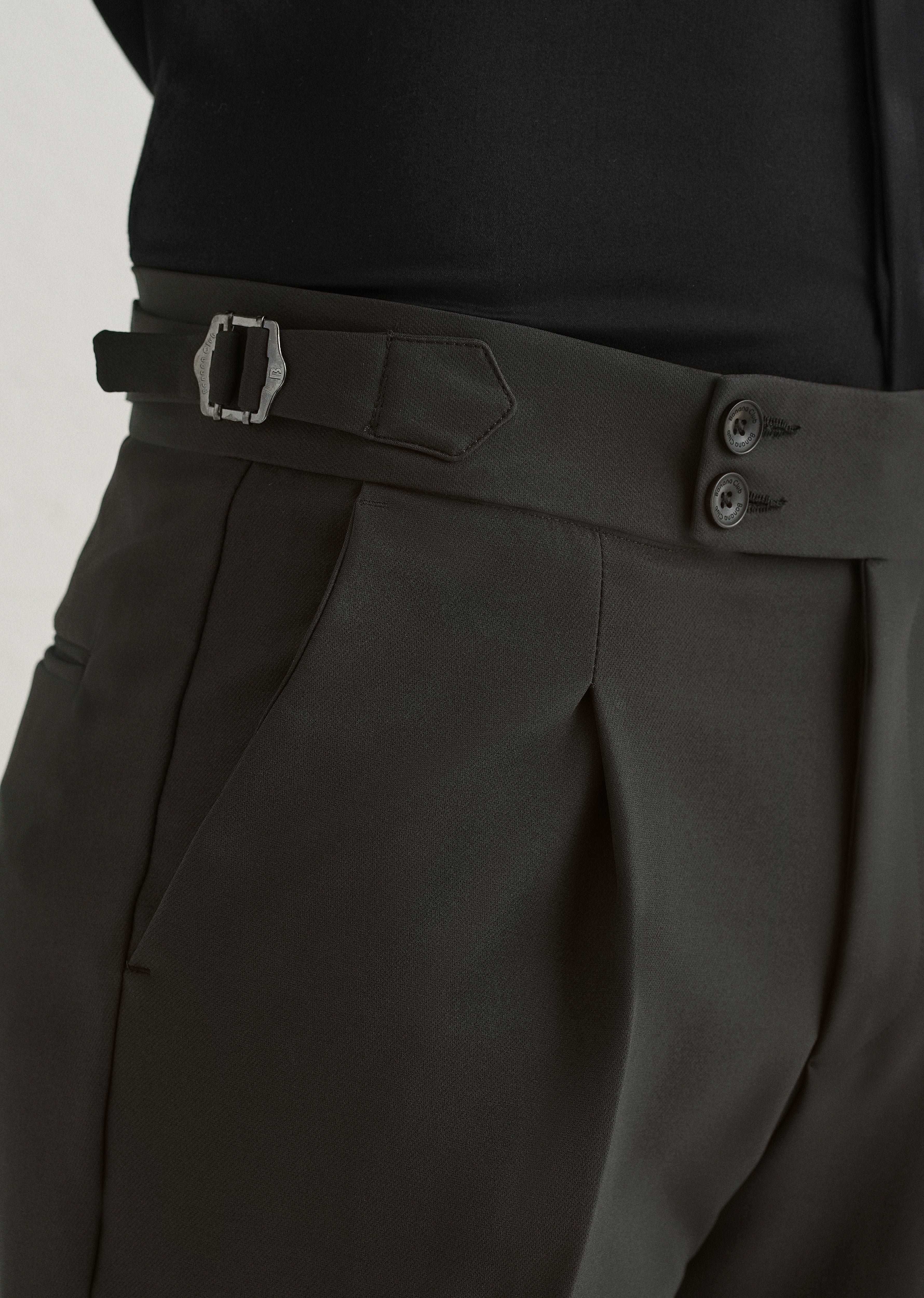Olive Grey Pleated Gurkha Pant