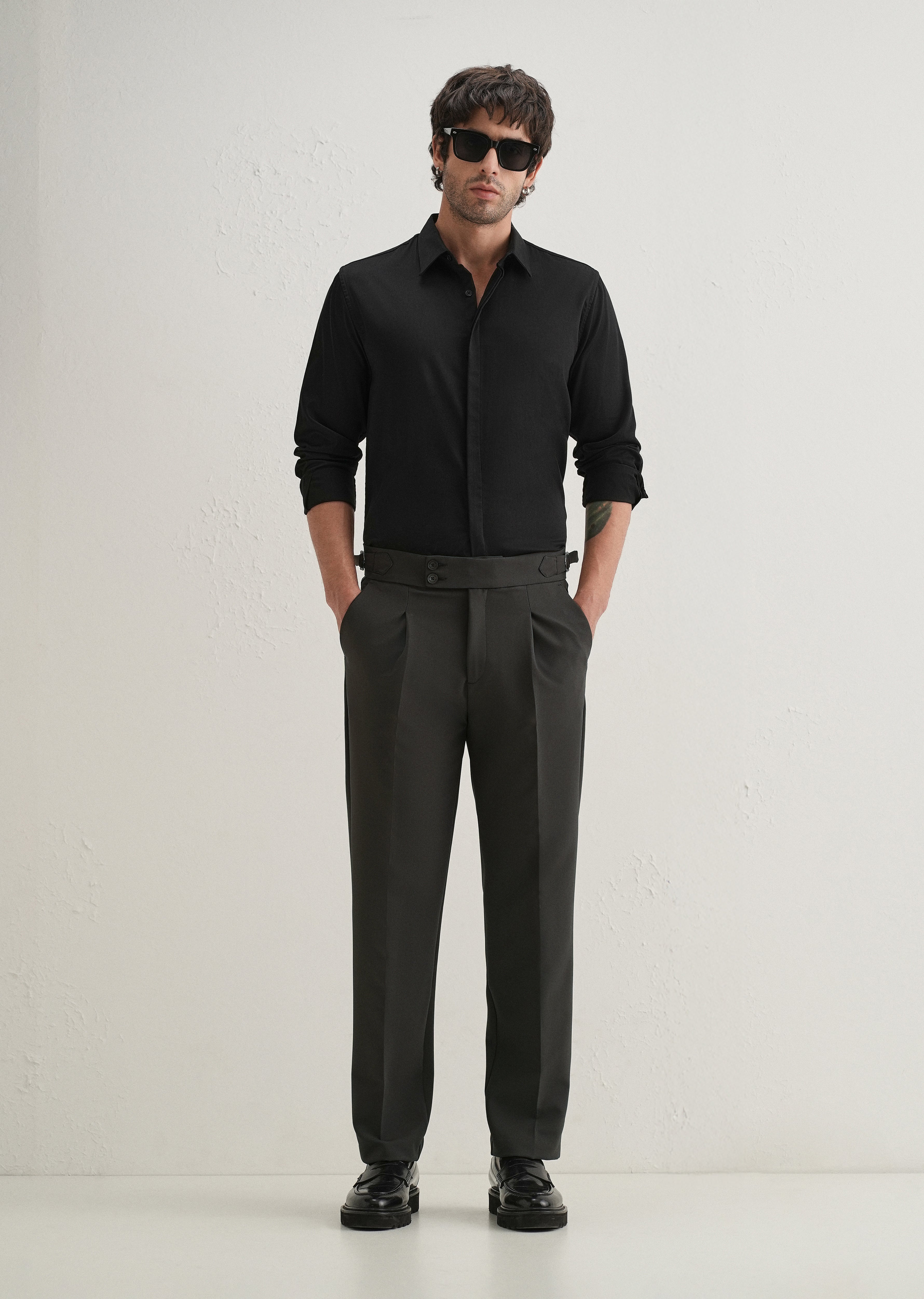 Olive Grey Pleated Gurkha Pant