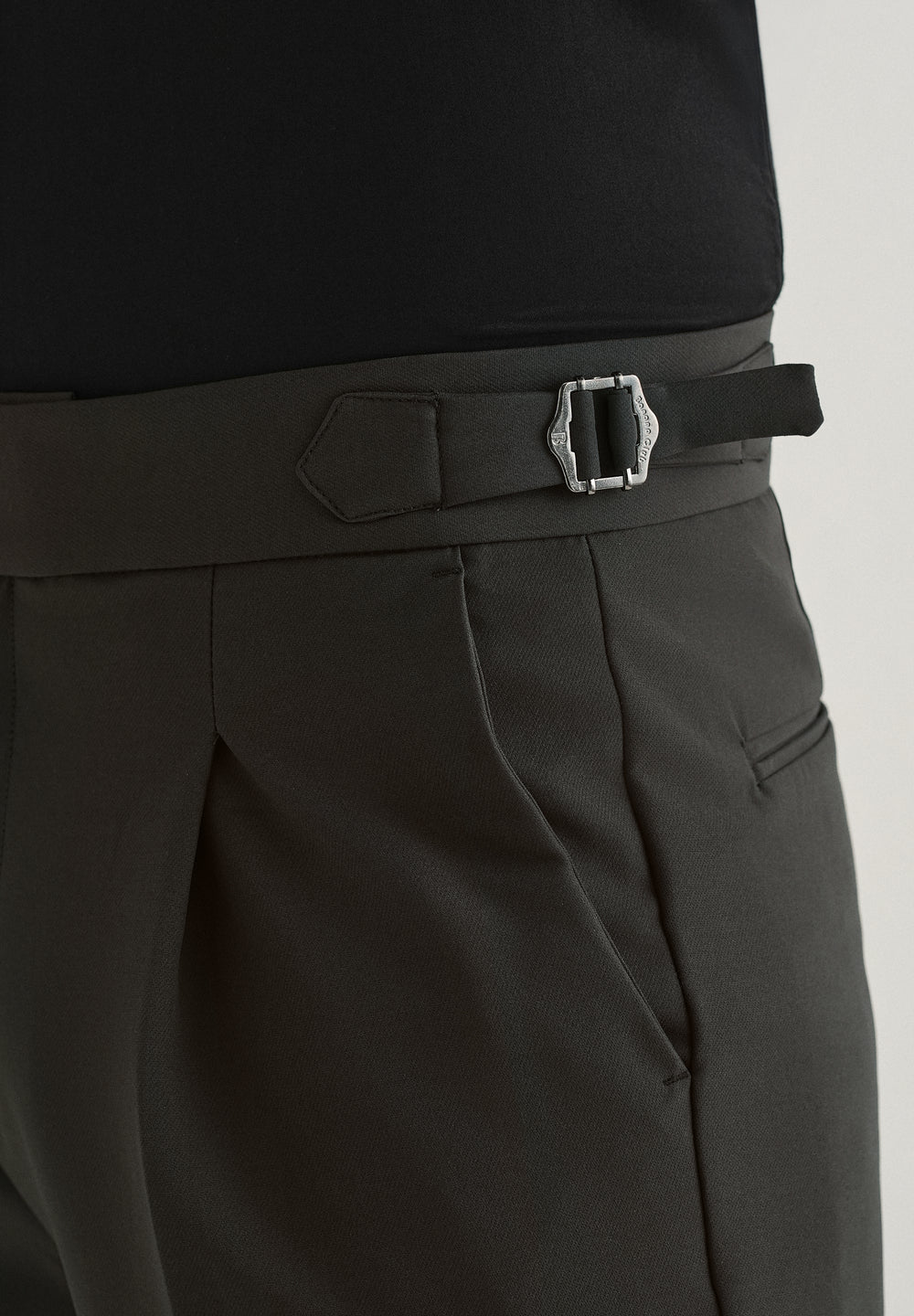 Olive Grey Pleated Gurkha Pant