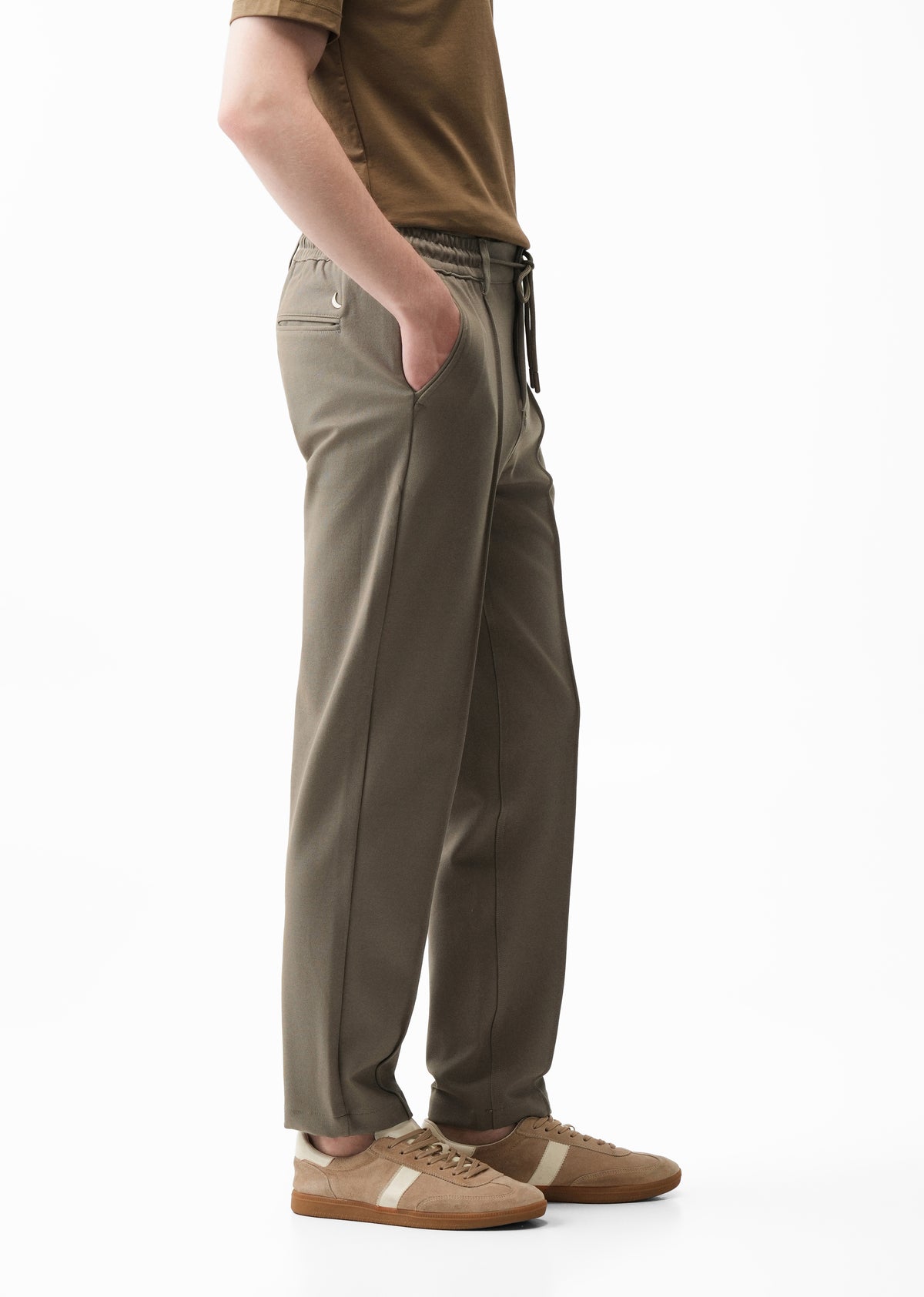 Olive Grey Relaxed Fit Drawstring Trouser
